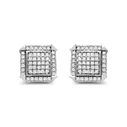 10K White Gold 1.0 Cttw Diamond  Composite with Halo Stud Earrings (H-I Color, I1-I2 Clarity)-0