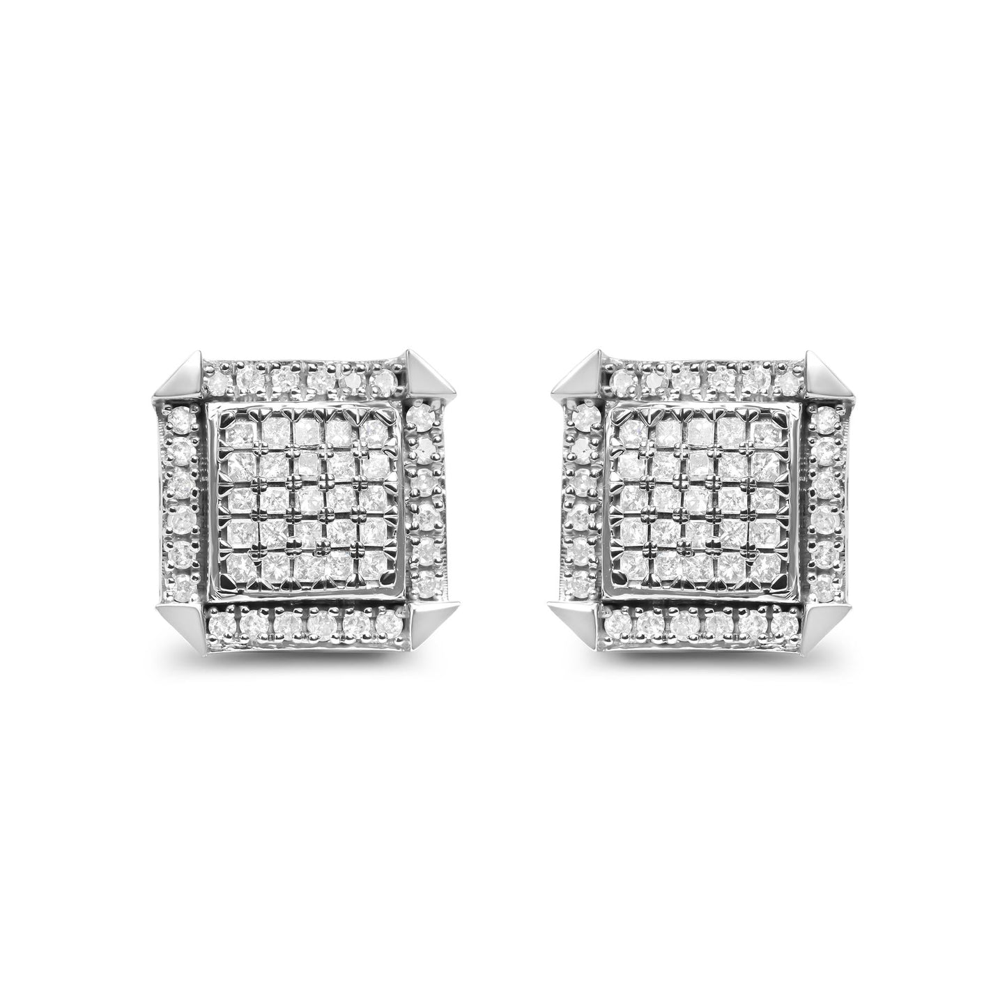 10K White Gold 1.0 Cttw Diamond  Composite with Halo Stud Earrings (H-I Color, I1-I2 Clarity)-0