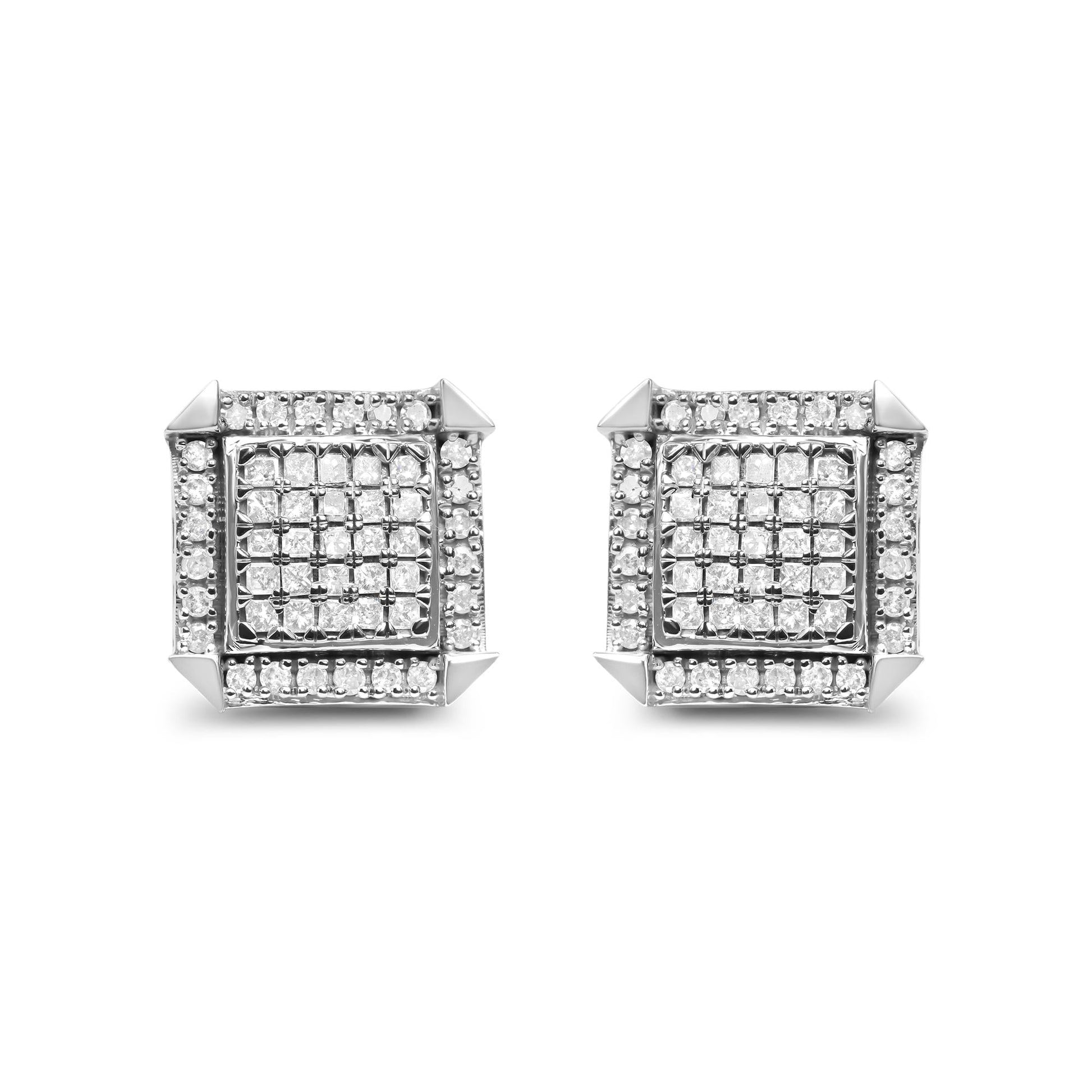 10K White Gold 1.0 Cttw Diamond  Composite with Halo Stud Earrings (H-I Color, I1-I2 Clarity)-0