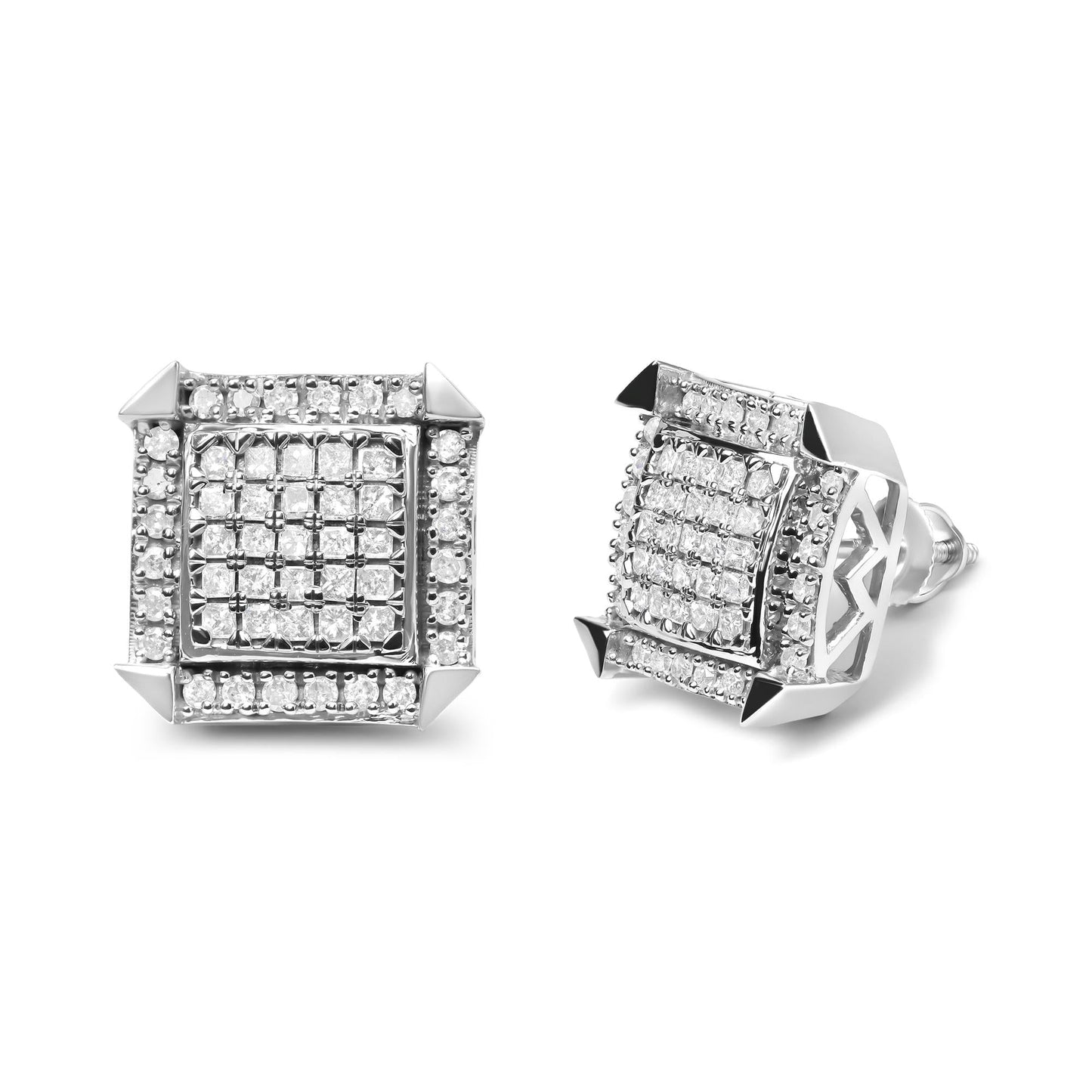 10K White Gold 1.0 Cttw Diamond  Composite with Halo Stud Earrings (H-I Color, I1-I2 Clarity)-1
