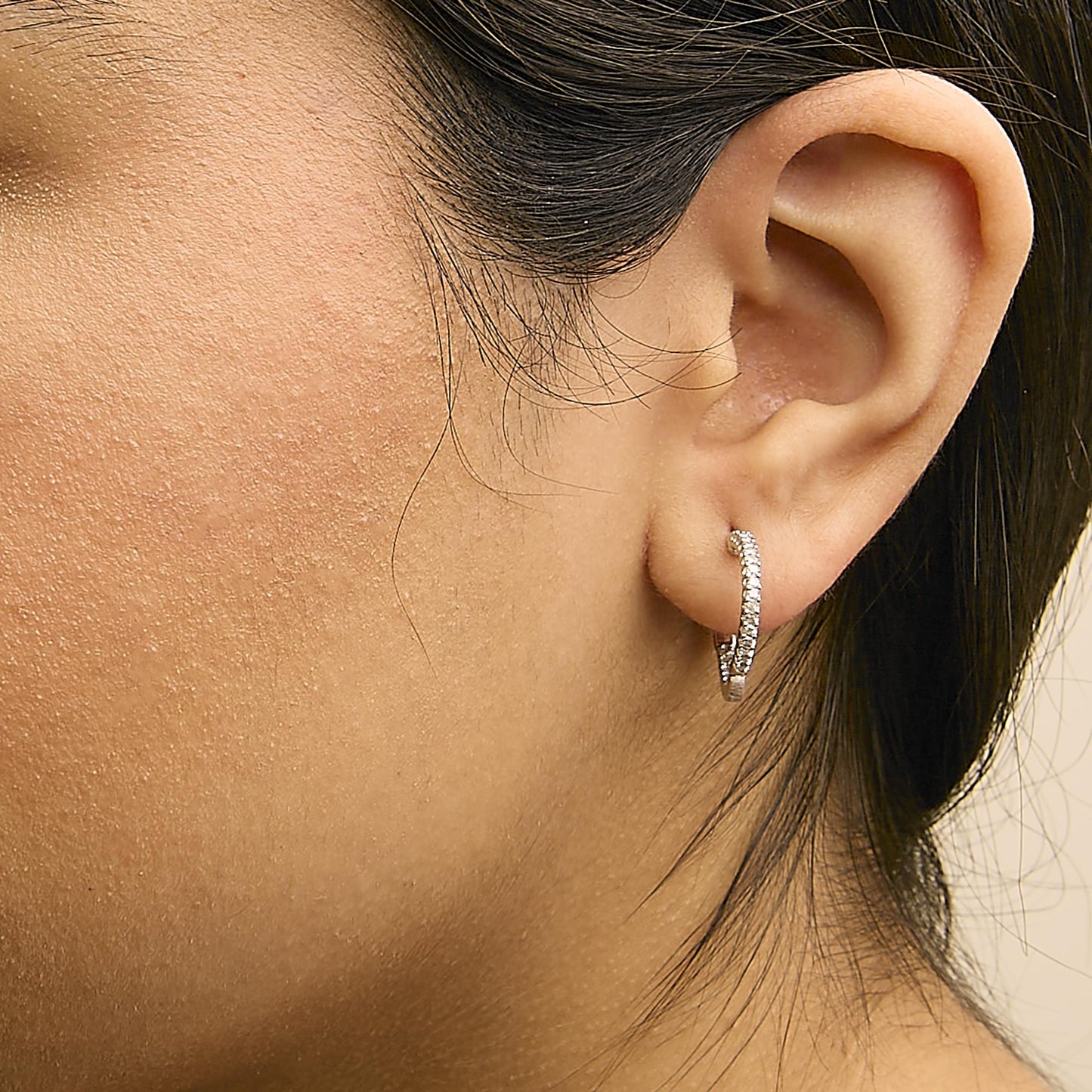 .925 Sterling Silver 1/2 Cttw Princess Diamond Inside Out Hoop Earrings (G-H Color, VS2-SI1 Clarity)-1