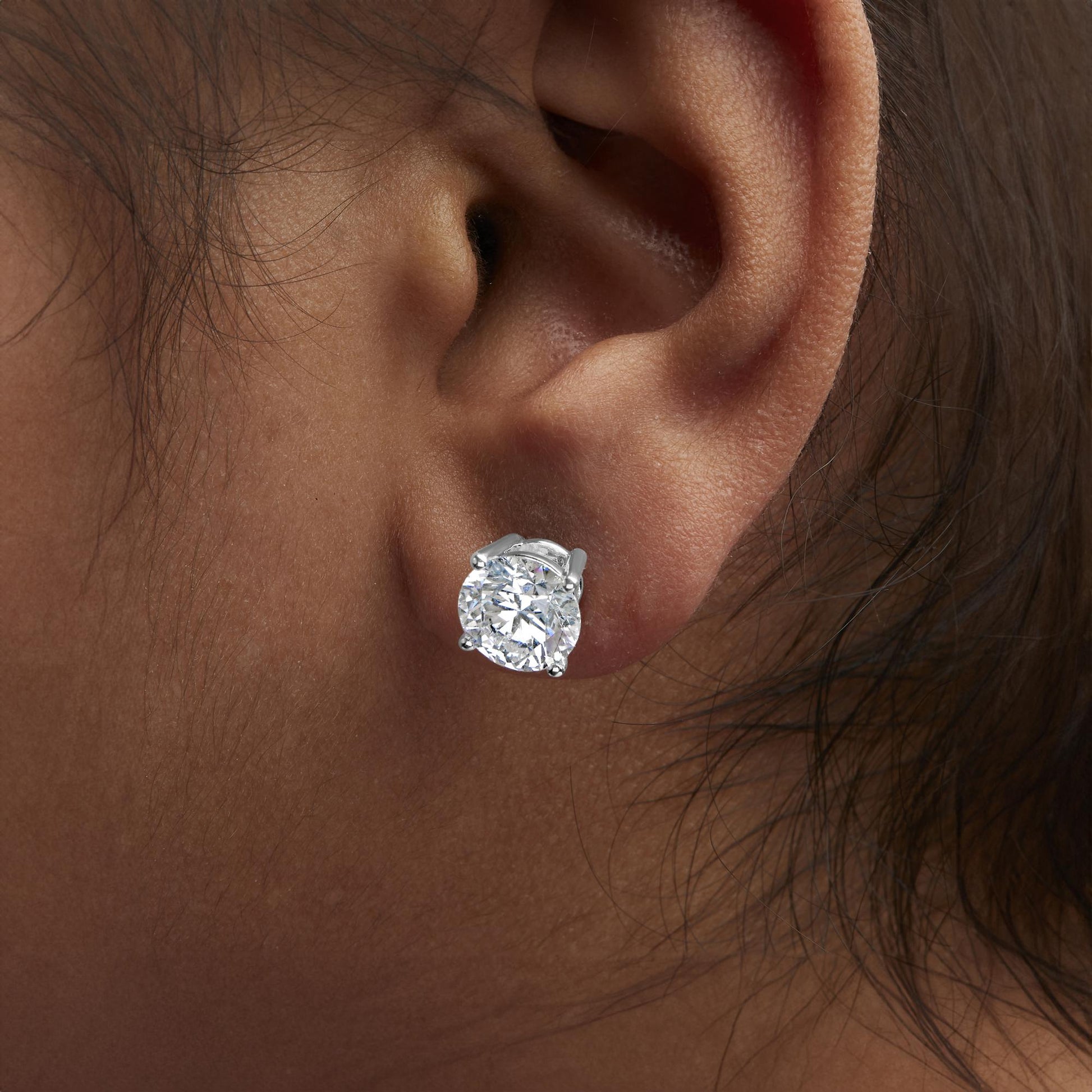 IGI Certified 14K White Gold 5.00 Cttw Round Brilliant-Cut Lab Grown Diamond Classic 4-Prong Stud Earrings with Screw Backs (F-G Color, SI1 Clarity)-2