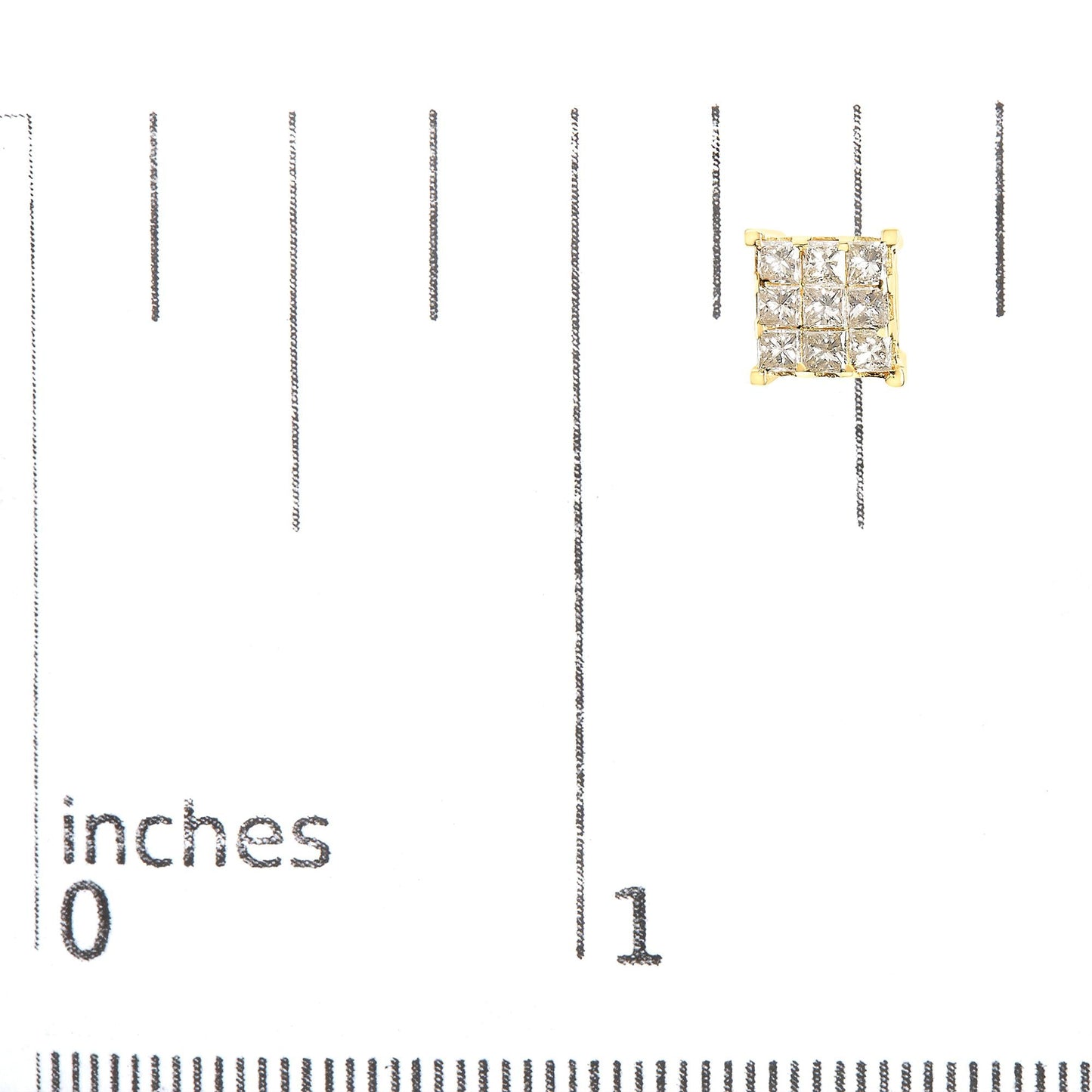 14K Yellow Gold 1 1/2 Cttw Invisible Set Princess-Cut Diamond 9 Stone Square Stud Earrings (J-K Color, SI2-I1 Clarity)-4