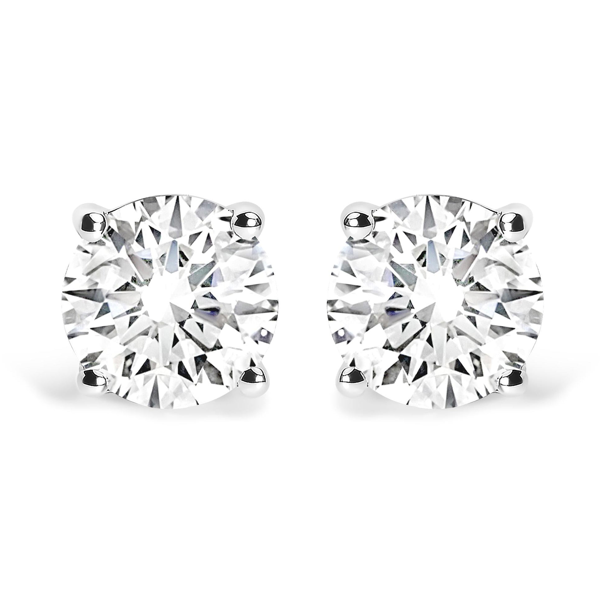 14K White Gold 2 3/4 Cttw Round Brilliant-Cut Lab Grown Diamond Classic 4-Prong Stud Earrings (F-G Color, VS1-VS2 Clarity)-0