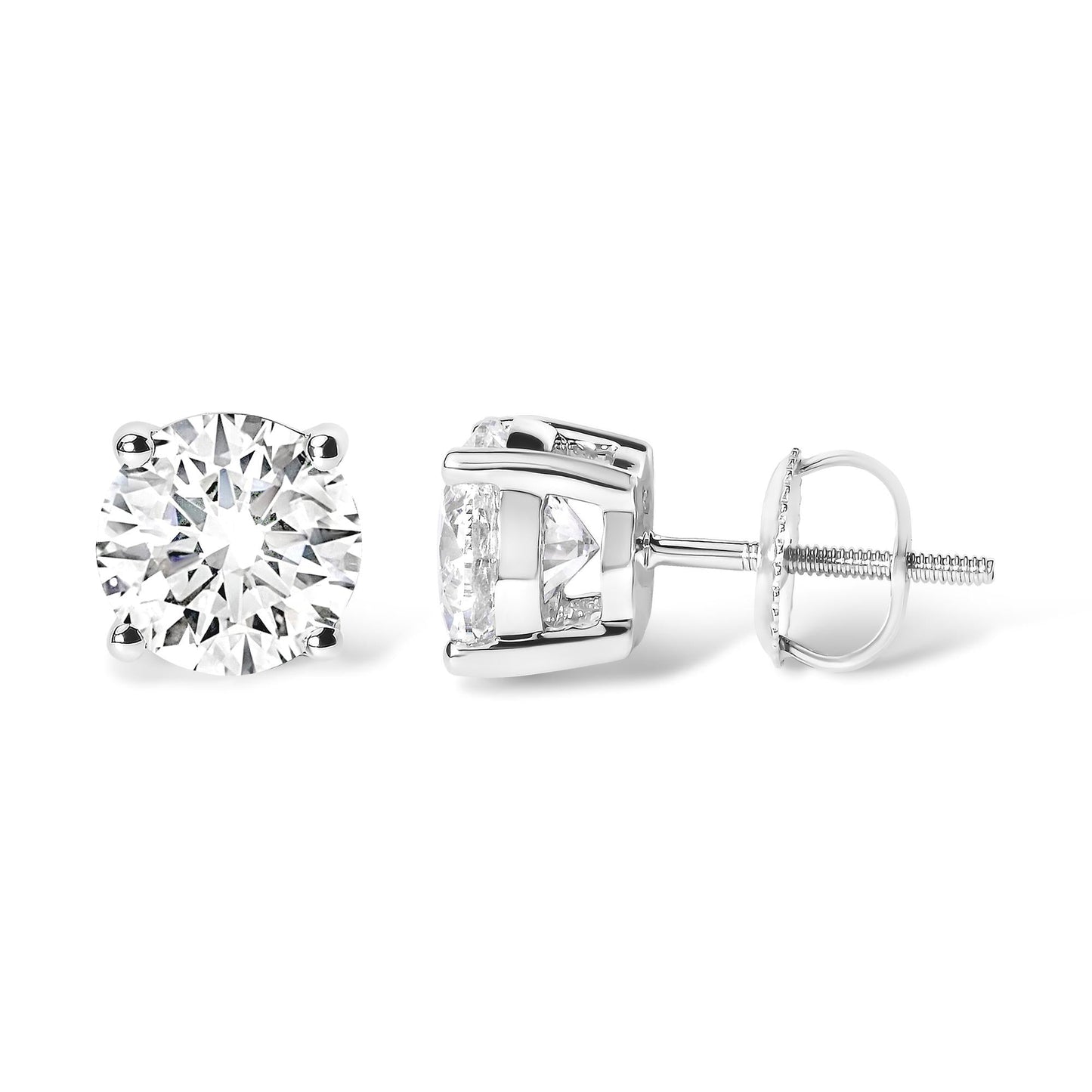 14K White Gold 2 3/4 Cttw Round Brilliant-Cut Lab Grown Diamond Classic 4-Prong Stud Earrings (F-G Color, VS1-VS2 Clarity)-3