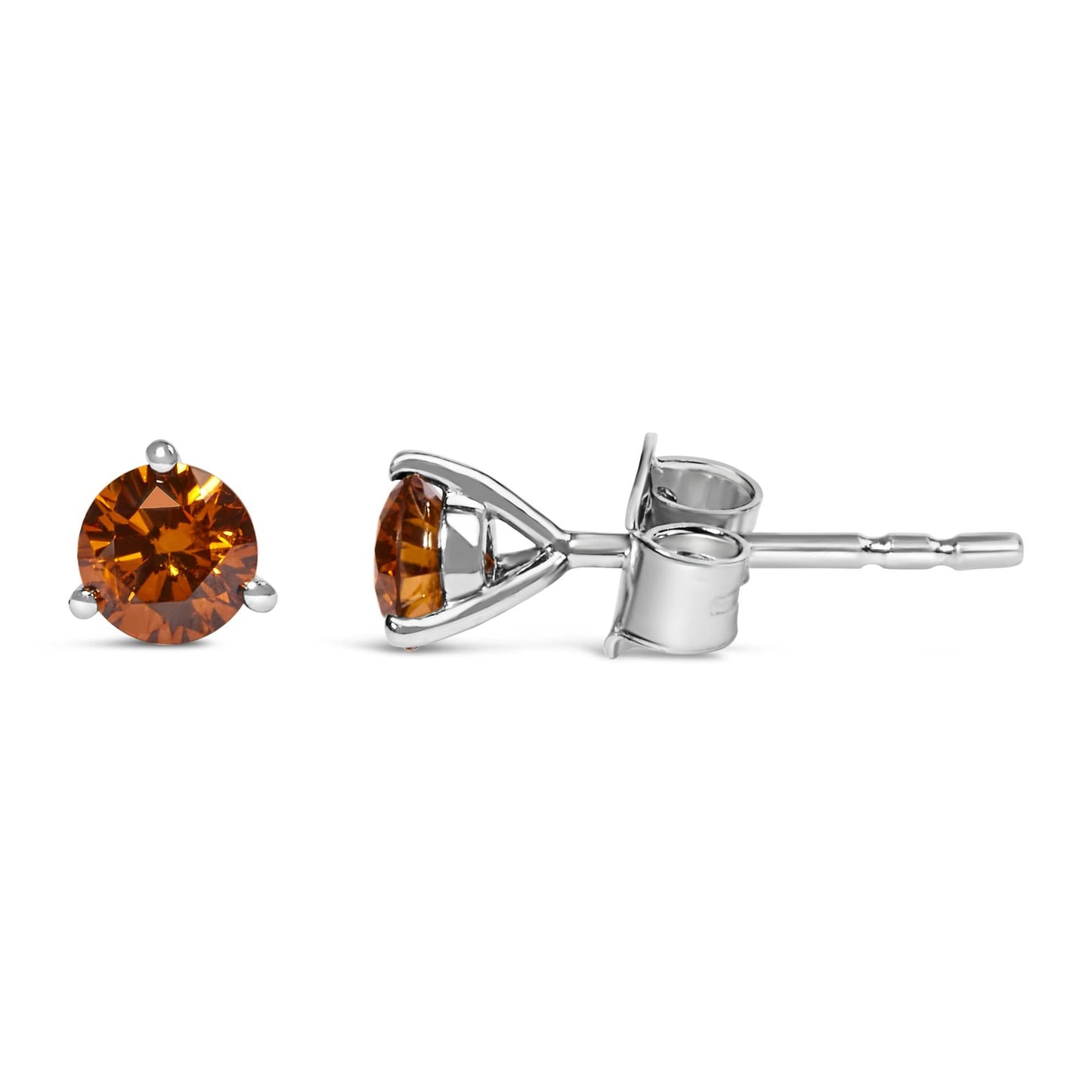14K White Gold 1/2 Cttw Lab-Grown Round Brilliant-Cut Colored Diamond Classic 3-Prong Martini set Stud Earrings (VS1-VS2 Clarity)-3