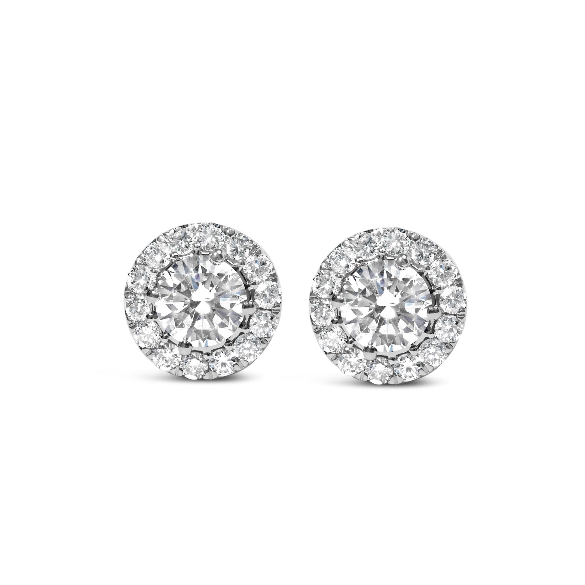 14K White Gold 3.0 Cttw Lab-Grown Diamond Hidden Halo Stud Earrings-0