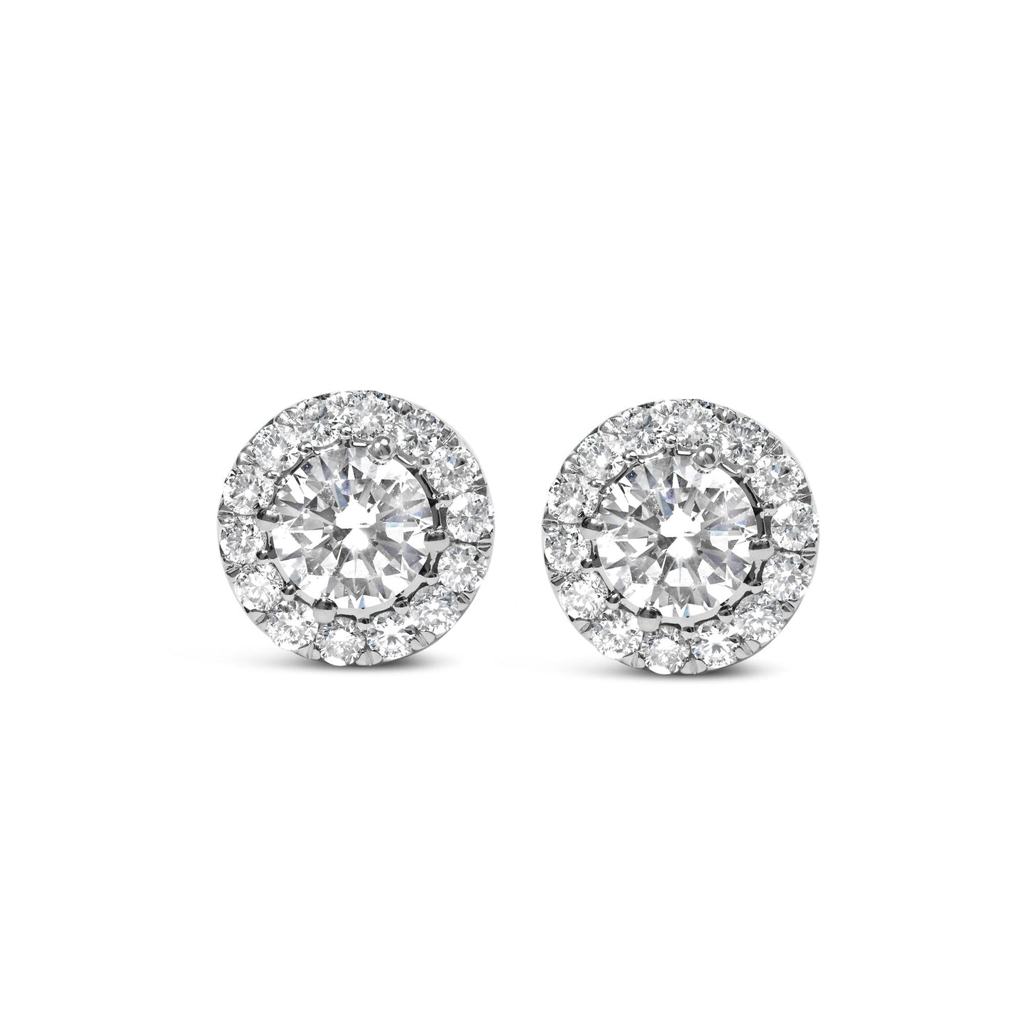 14K White Gold 3.0 Cttw Lab-Grown Diamond Hidden Halo Stud Earrings-0