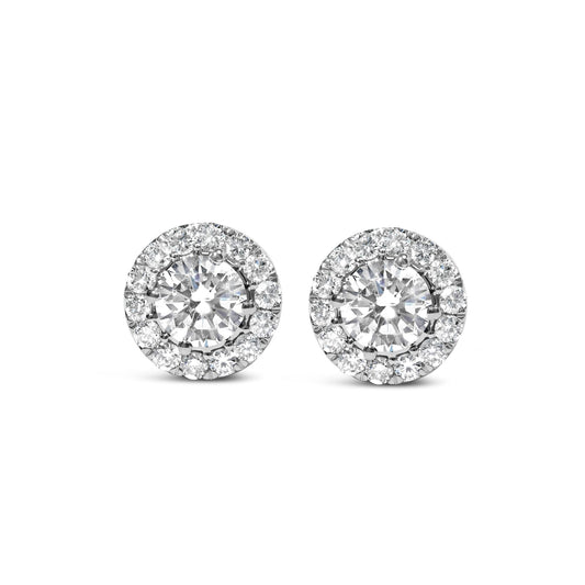 14K White Gold 3.0 Cttw Lab-Grown Diamond Hidden Halo Stud Earrings-0