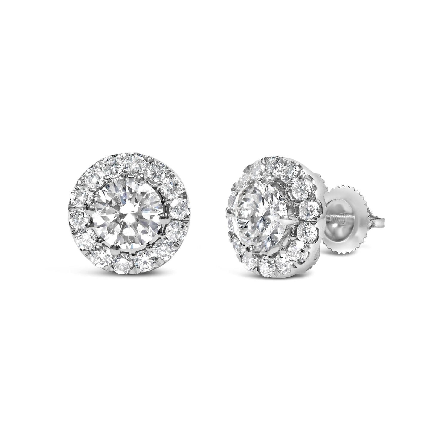 14K White Gold 3.0 Cttw Lab-Grown Diamond Hidden Halo Stud Earrings-1