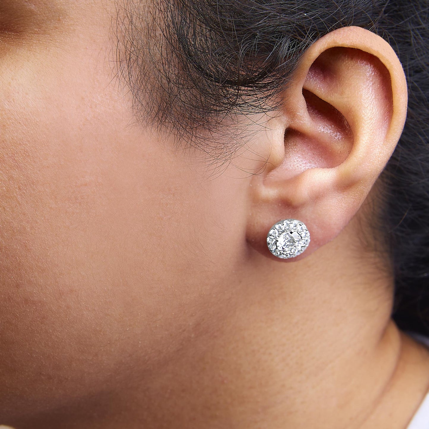 14K White Gold 3.0 Cttw Lab-Grown Diamond Hidden Halo Stud Earrings-2
