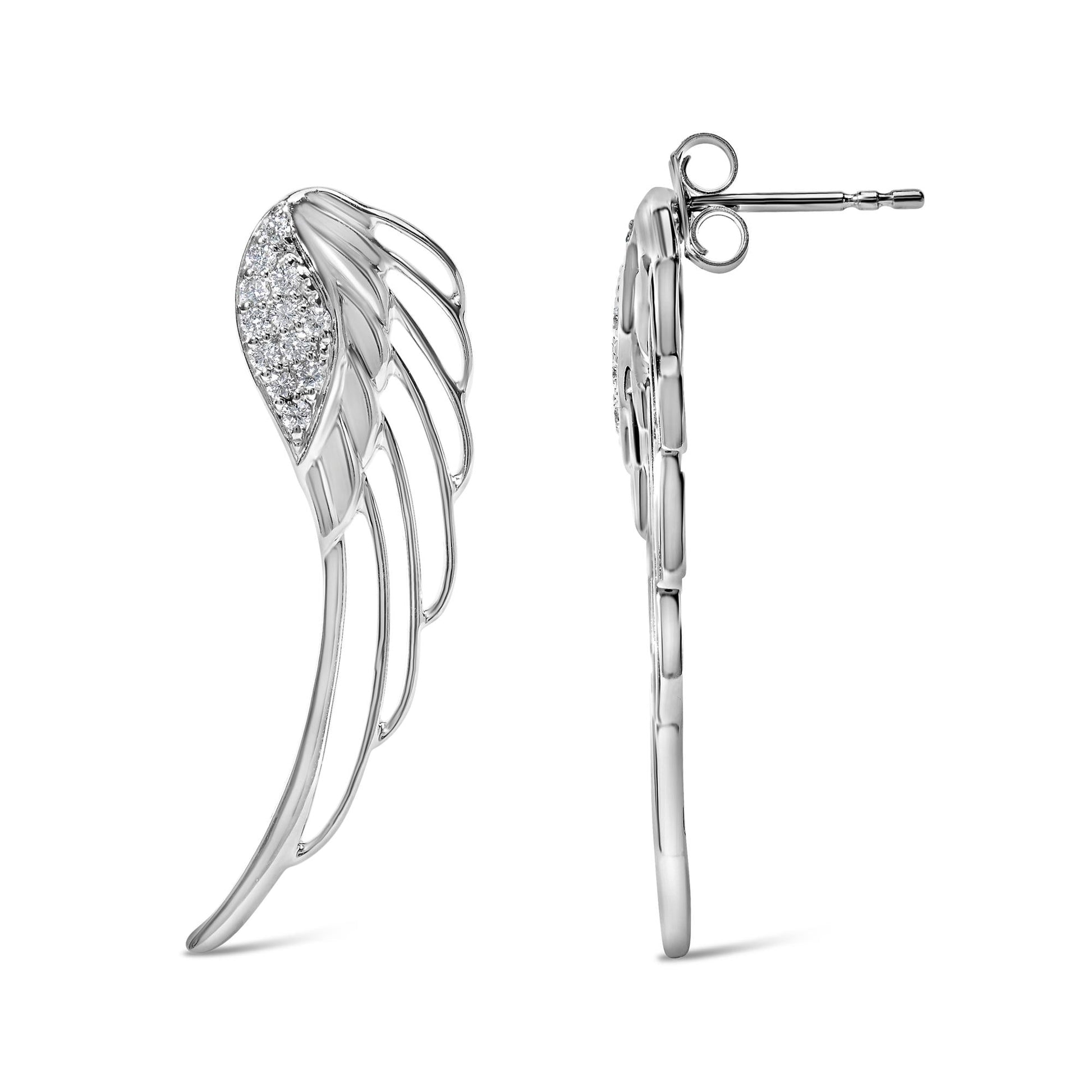 14K White Gold 1/4 Cttw Lab Grown Diamond Angel Wing Stud Earrings (F-G Color, VS1-VS2 Clarity)-3