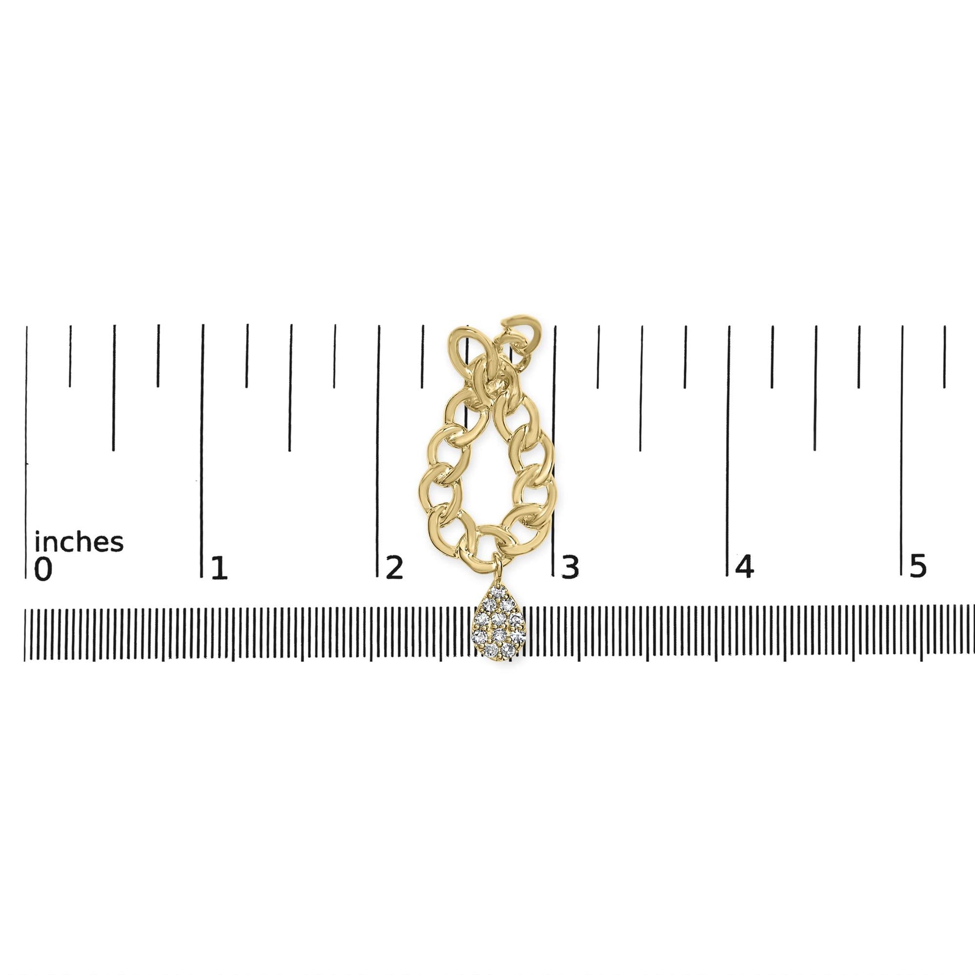 14K Yellow Gold Plated .925 Sterling Silver 1/10 Cttw Diamond Chain Link Teardrop Dangle Earrings (H-I Color, I1-I2 Clarity)-4