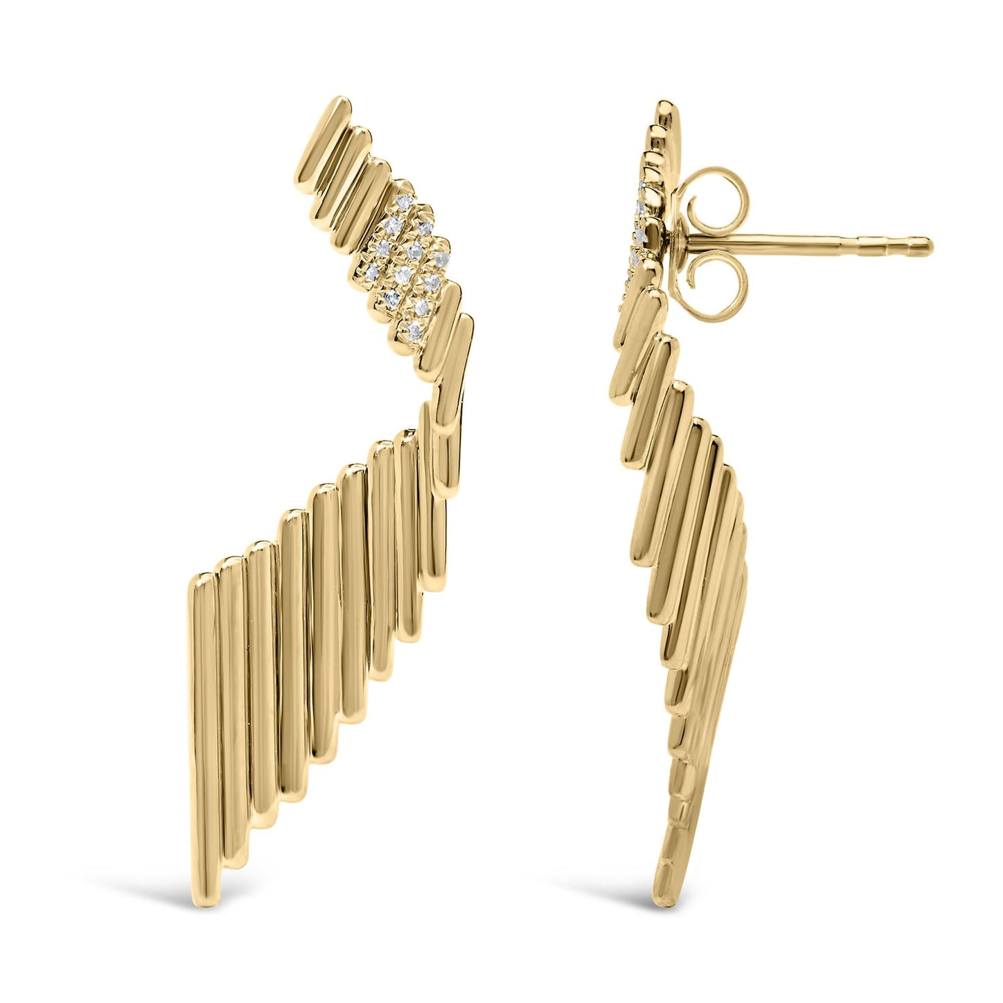 14K Yellow Gold Plated .925 Sterling Silver Sculpted Diamond Accent Drop Earrings (H-I Color, I1-I2 Clarity)-3