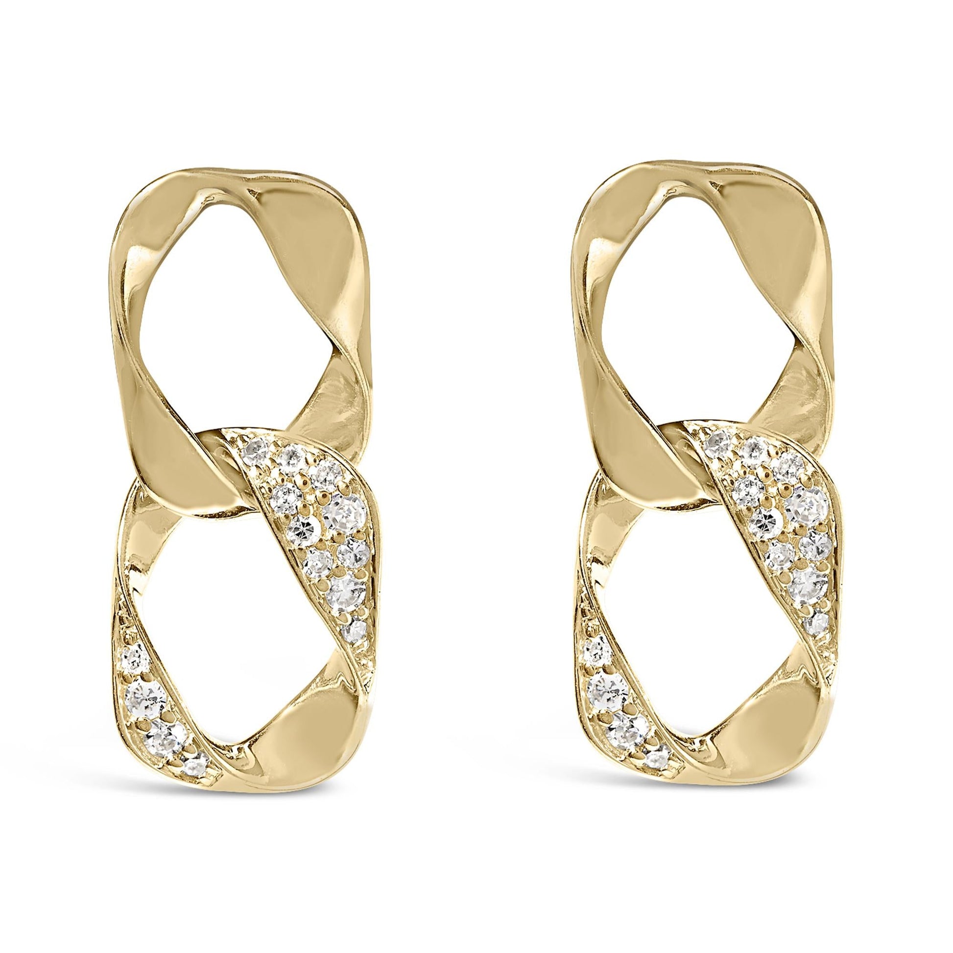 14K Yellow Gold Plated .925 Sterling Silver Open Link 1/5 Cttw Diamond Drop Earrings (H-I Color, I1-I2 Clarity)-0