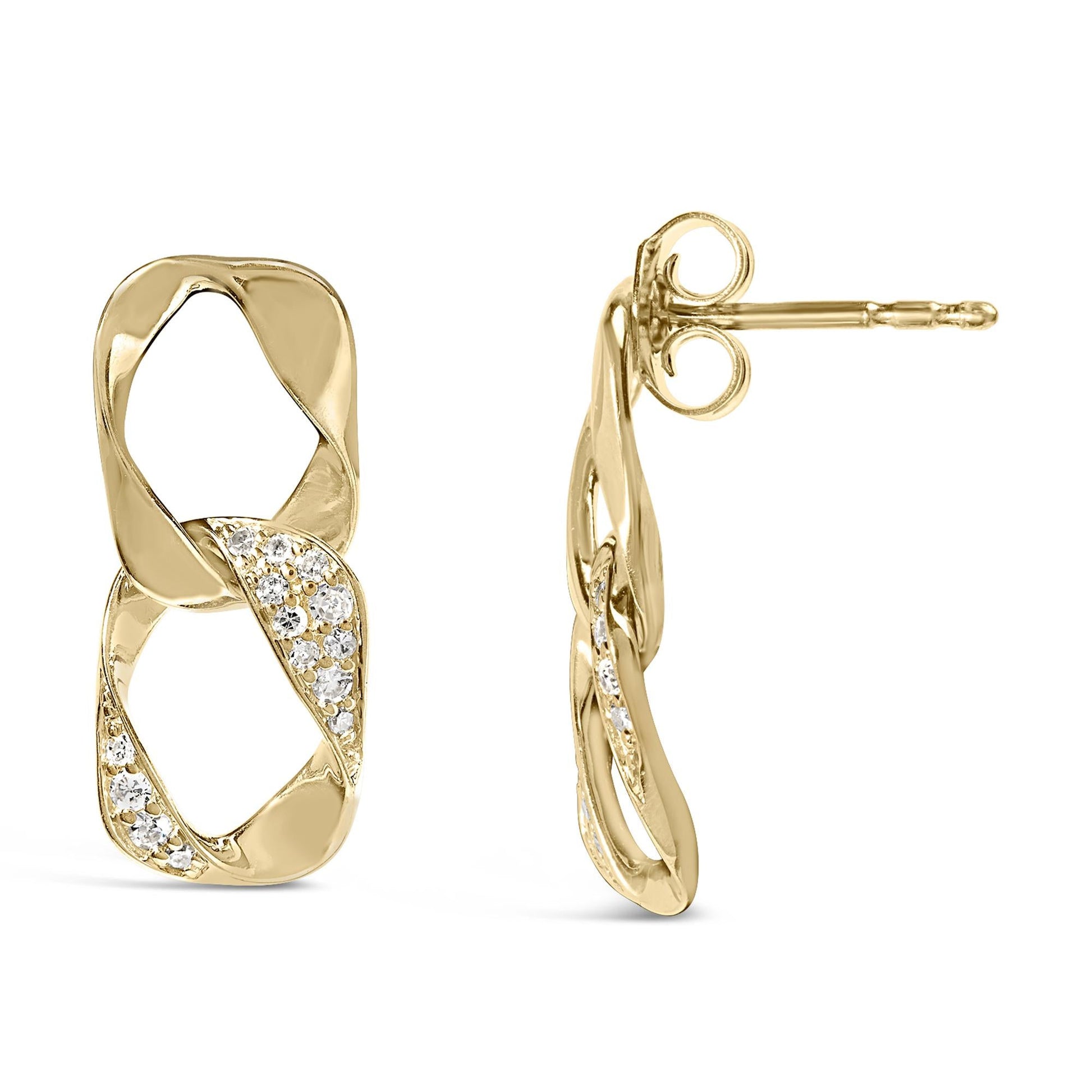 14K Yellow Gold Plated .925 Sterling Silver Open Link 1/5 Cttw Diamond Drop Earrings (H-I Color, I1-I2 Clarity)-1