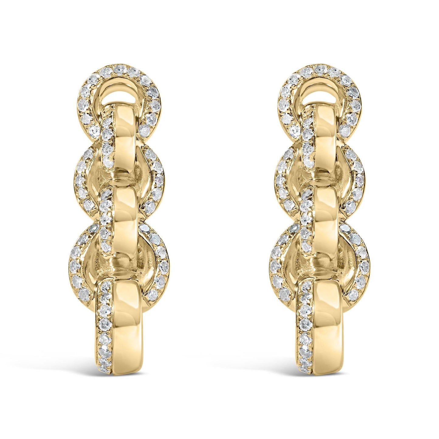 14K Yellow Gold Plated .925 Sterling Silver 1/2 Cttw Diamond Chain Link Drop Earrings (H-I Color, I1-I2 Clarity)-1