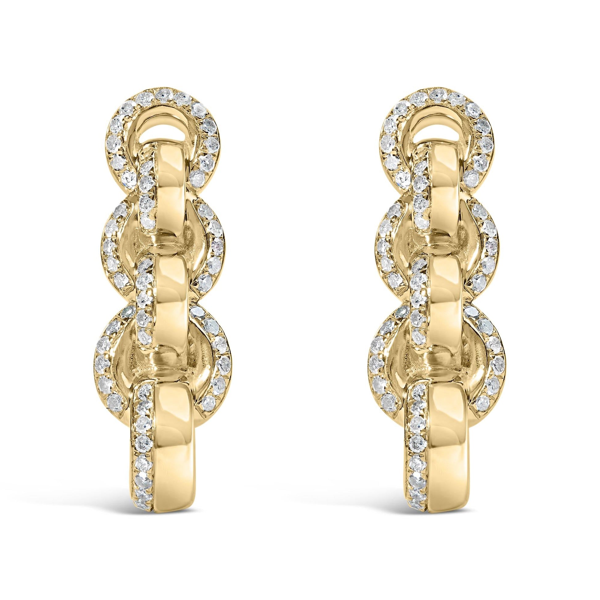 14K Yellow Gold Plated .925 Sterling Silver 1/2 Cttw Diamond Chain Link Drop Earrings (H-I Color, I1-I2 Clarity)-1