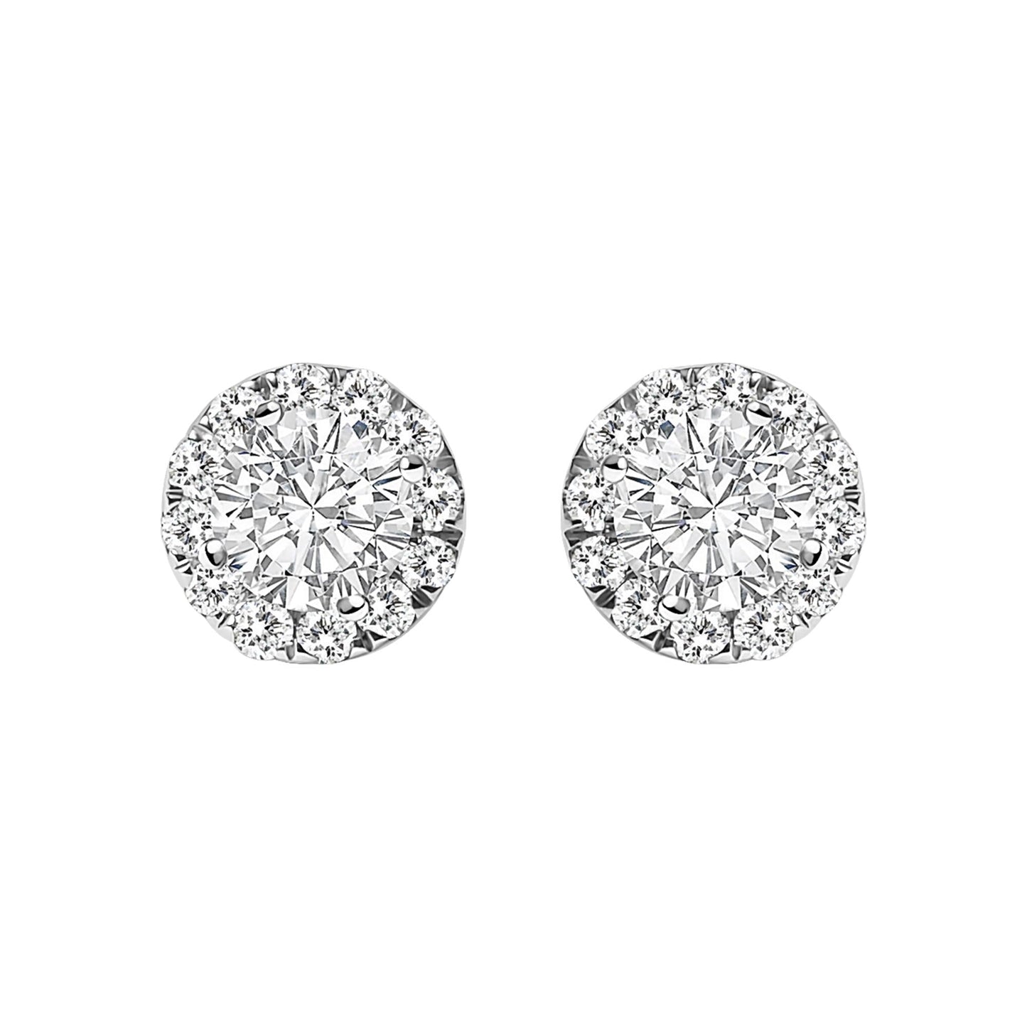 14K White Gold 1/2 Cttw Lab-Grown Diamond Halo Stud Earring (F-G Color, VS1-VS2 Clarity)-0