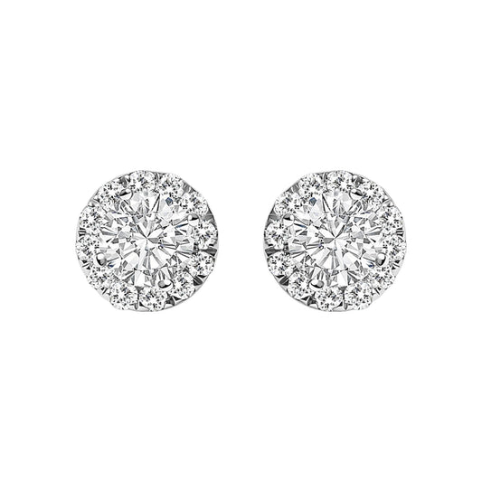 14K White Gold 1/2 Cttw Lab-Grown Diamond Halo Stud Earring (F-G Color, VS1-VS2 Clarity)-0
