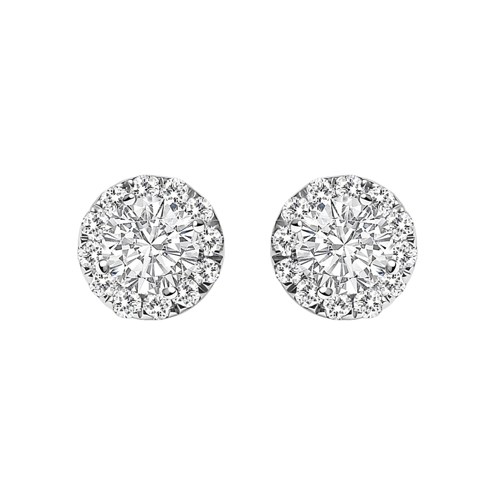 14K White Gold 1/2 Cttw Lab-Grown Diamond Halo Stud Earring (F-G Color, VS1-VS2 Clarity)-0