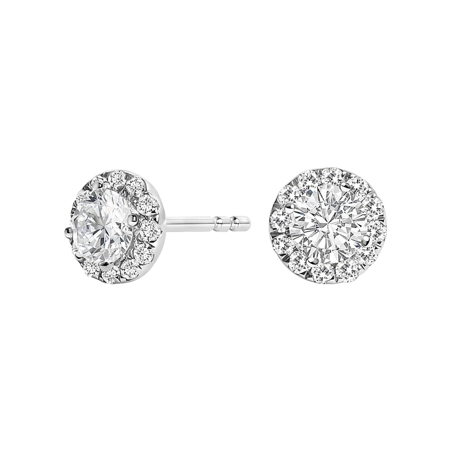 14K White Gold 1/2 Cttw Lab-Grown Diamond Halo Stud Earring (F-G Color, VS1-VS2 Clarity)-1