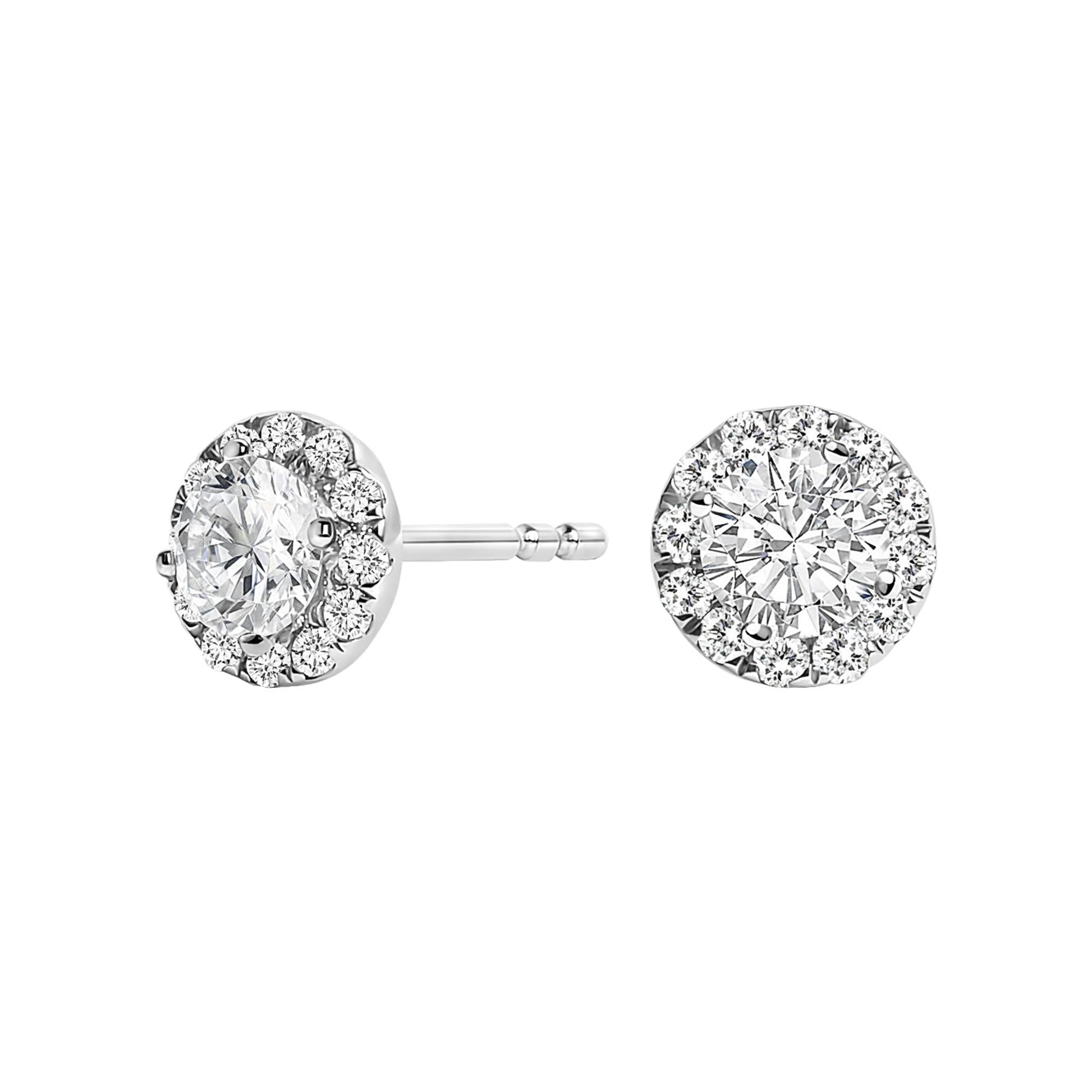 14K White Gold 1/2 Cttw Lab-Grown Diamond Halo Stud Earring (F-G Color, VS1-VS2 Clarity)-1