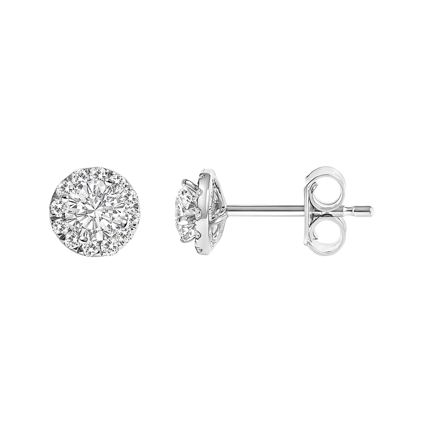 14K White Gold 1/2 Cttw Lab-Grown Diamond Halo Stud Earring (F-G Color, VS1-VS2 Clarity)-3