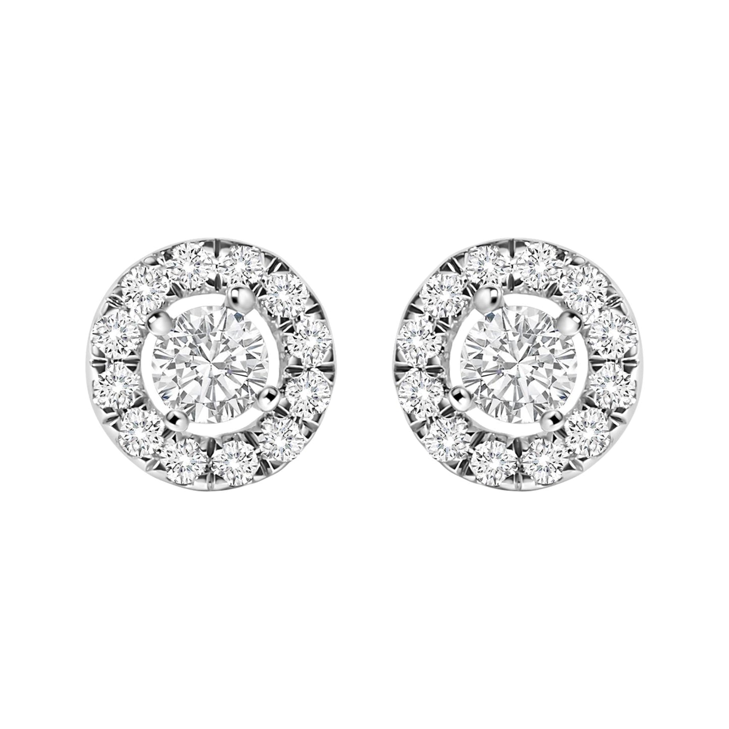 14K White Gold 3/4 Cttw Lab-Grown Diamond Floating Halo Stud Earring (F-G Color, VS1-VS2 Clarity)-1