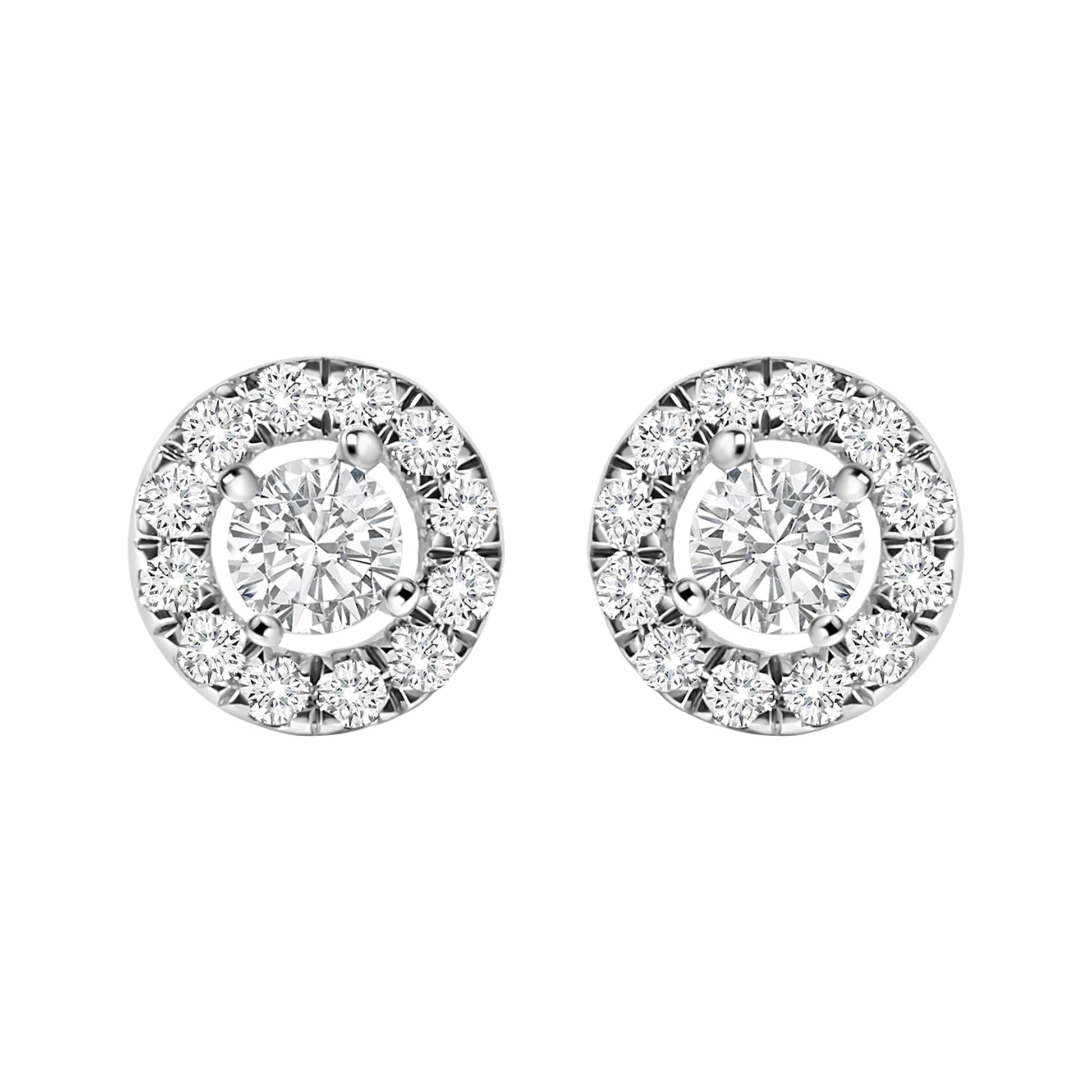 14K White Gold 3/4 Cttw Lab-Grown Diamond Floating Halo Stud Earring (F-G Color, VS1-VS2 Clarity)-1