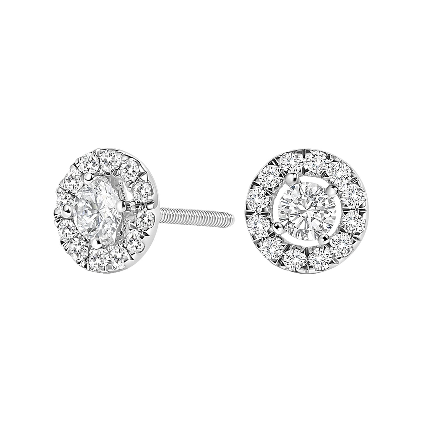 14K White Gold 3/4 Cttw Lab-Grown Diamond Floating Halo Stud Earring (F-G Color, VS1-VS2 Clarity)-0