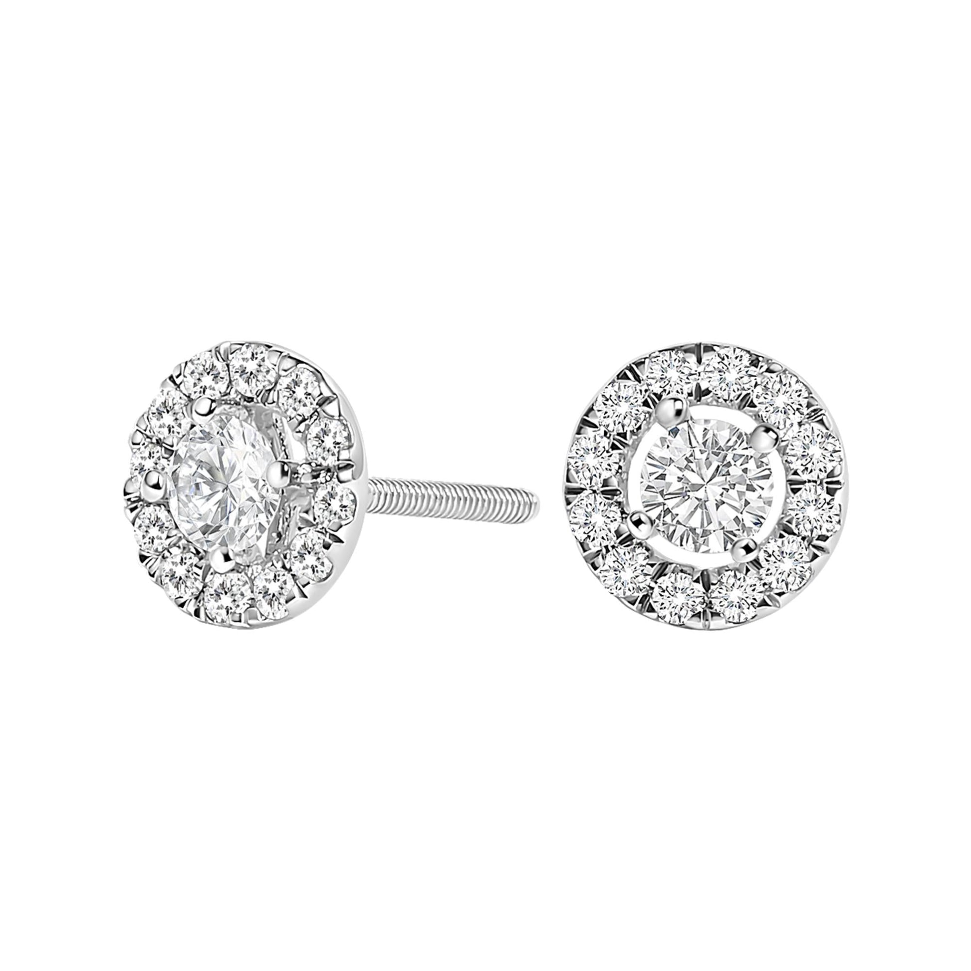 14K White Gold 3/4 Cttw Lab-Grown Diamond Floating Halo Stud Earring (F-G Color, VS1-VS2 Clarity)-0