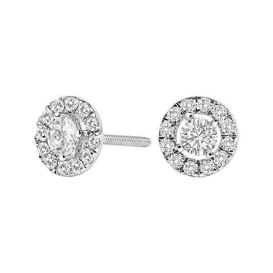 14K White Gold 3/4 Cttw Lab-Grown Diamond Floating Halo Stud Earring (F-G Color, VS1-VS2 Clarity)-0