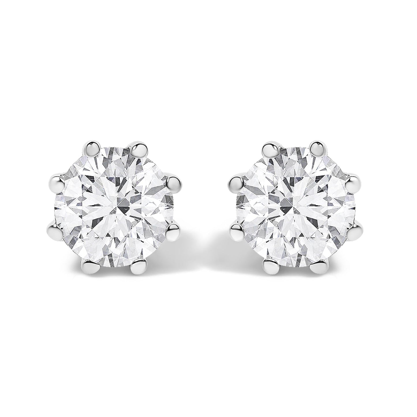 14K White Gold 1.0 Cttw Lab-Grown Diamond 8 Prong Hidden Halo Stud Earrings (F-G Color, VS1-VS2 Clarity)-3