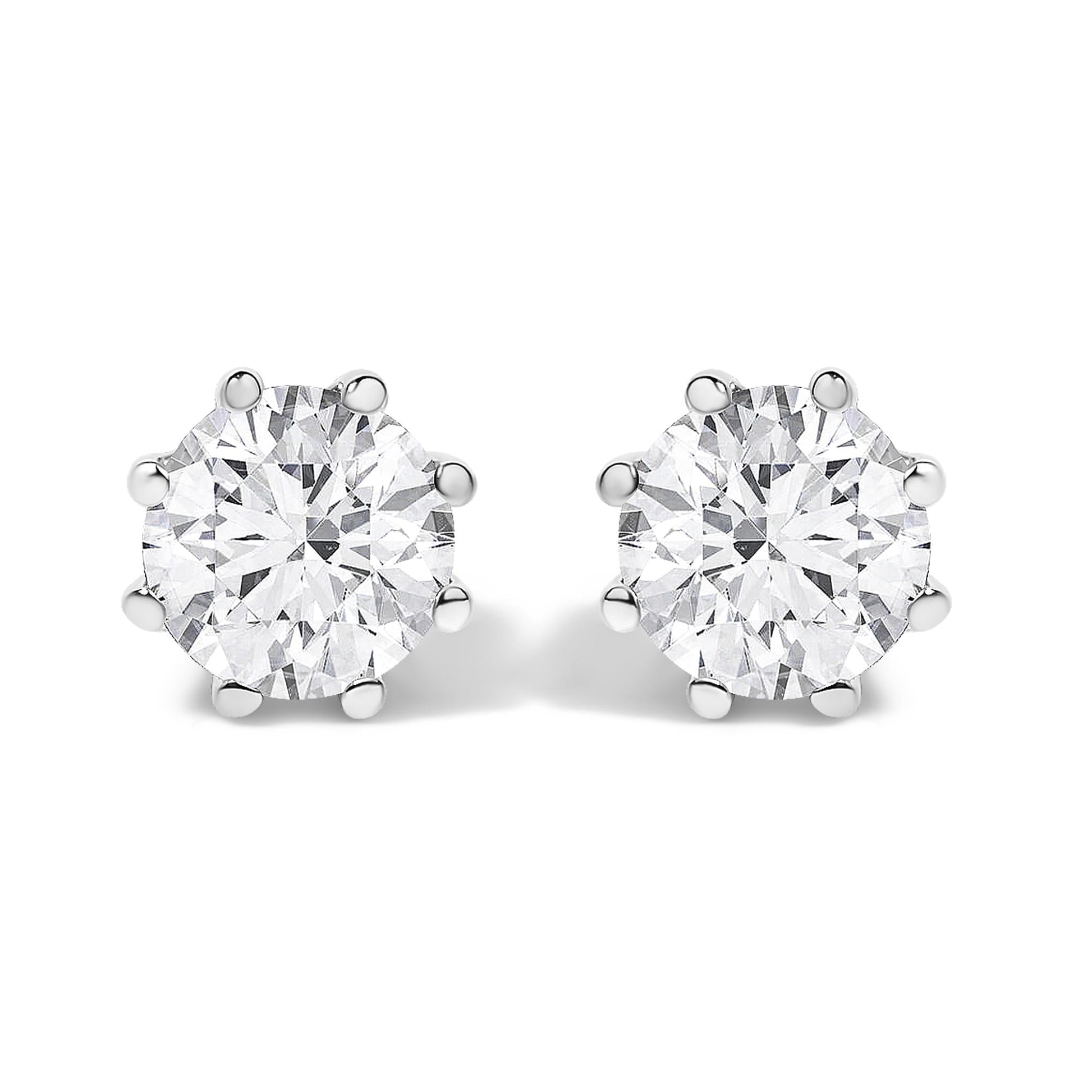 14K White Gold 1.0 Cttw Lab-Grown Diamond 8 Prong Hidden Halo Stud Earrings (F-G Color, VS1-VS2 Clarity)-3