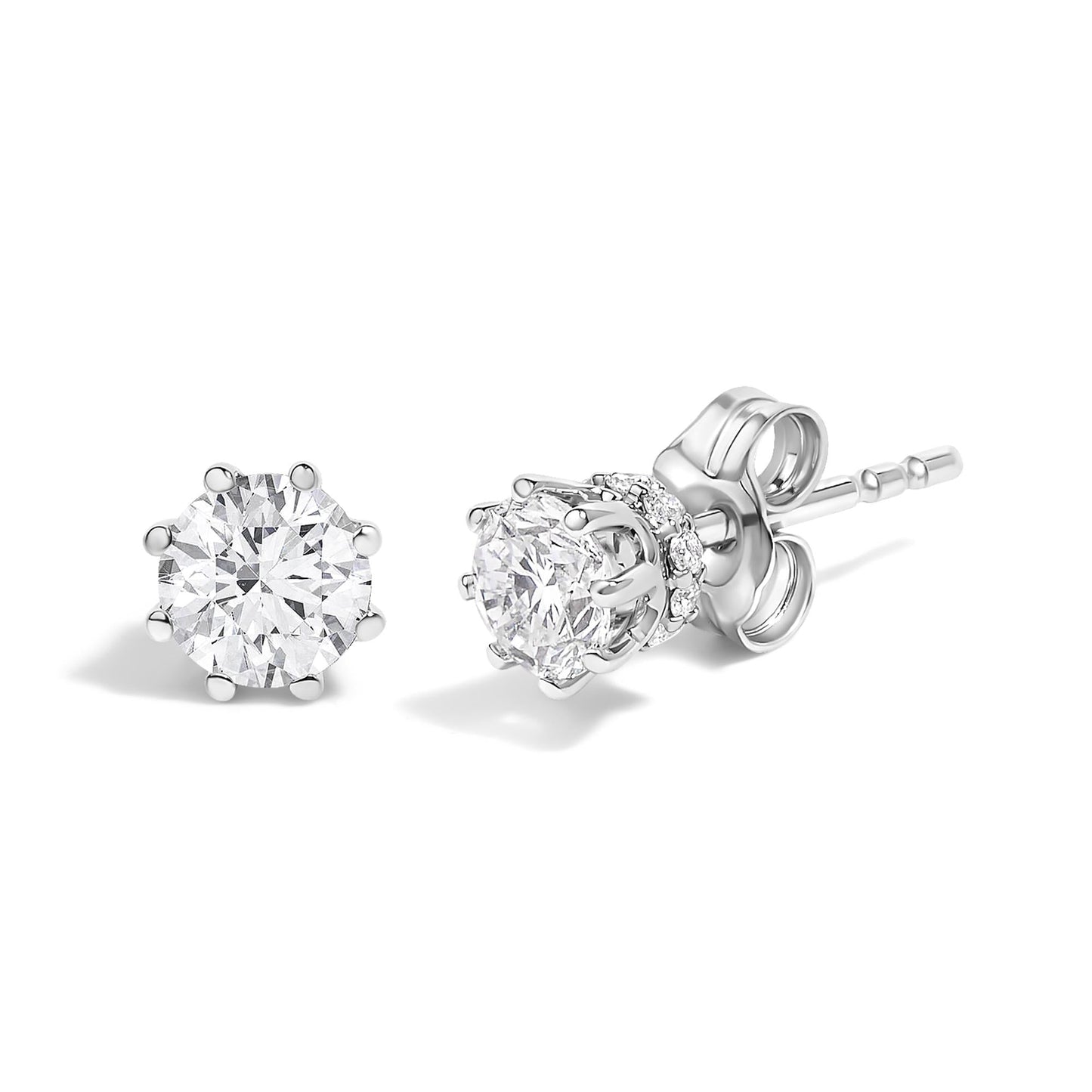 14K White Gold 1.0 Cttw Lab-Grown Diamond 8 Prong Hidden Halo Stud Earrings (F-G Color, VS1-VS2 Clarity)-1