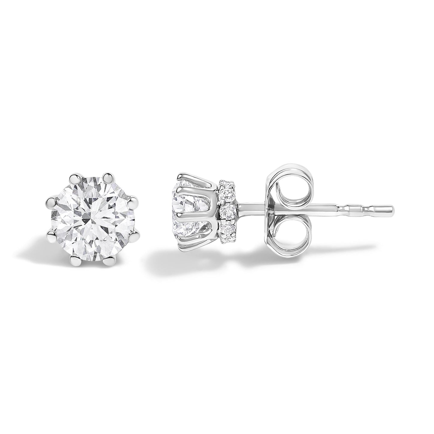 14K White Gold 1.0 Cttw Lab-Grown Diamond 8 Prong Hidden Halo Stud Earrings (F-G Color, VS1-VS2 Clarity)-0