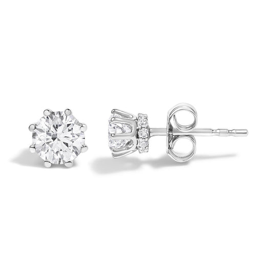 14K White Gold 1.0 Cttw Lab-Grown Diamond 8 Prong Hidden Halo Stud Earrings (F-G Color, VS1-VS2 Clarity)-0