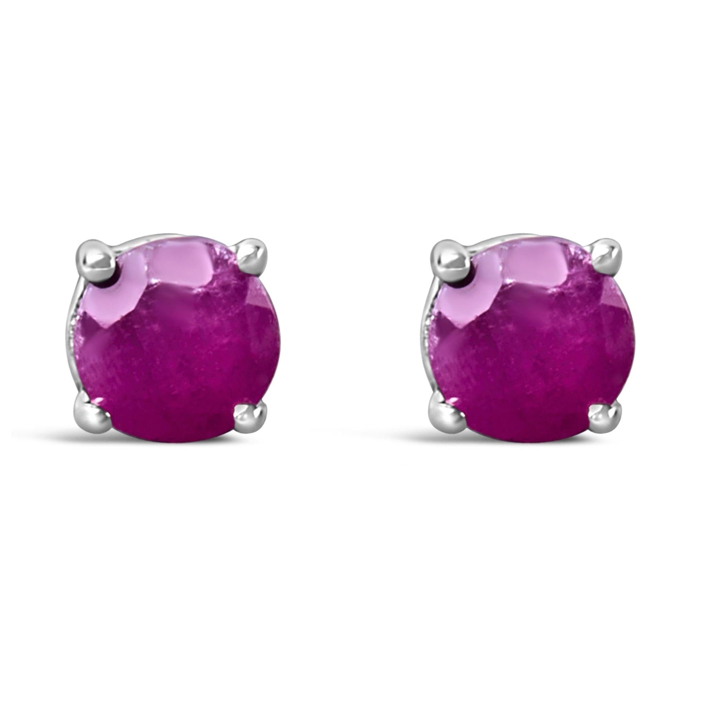 .925 Sterling Silver 3.5 MM Created Birthstone Solitaire Stud Earrings - Choice of Gemstone-1