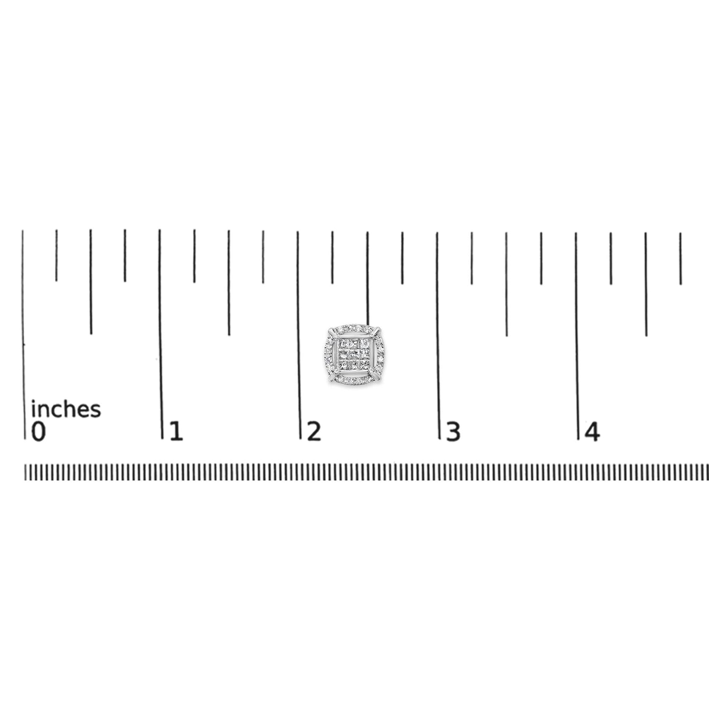 Sterling Silver 1 Cttw Princess Cut Diamond Square Halo Stud Earrings-4