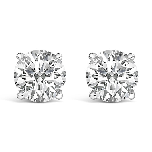 14K Gold Round Lab Grown Diamond Solitaire Stud Earrings with Screw Backs-0