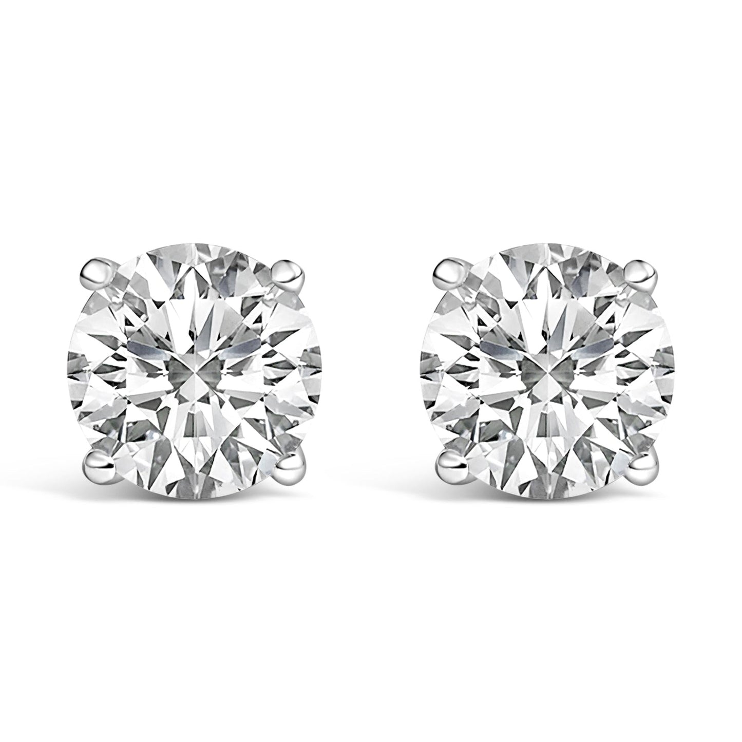 Platinum Round Lab Grown Diamond Solitaire Stud Earrings-0