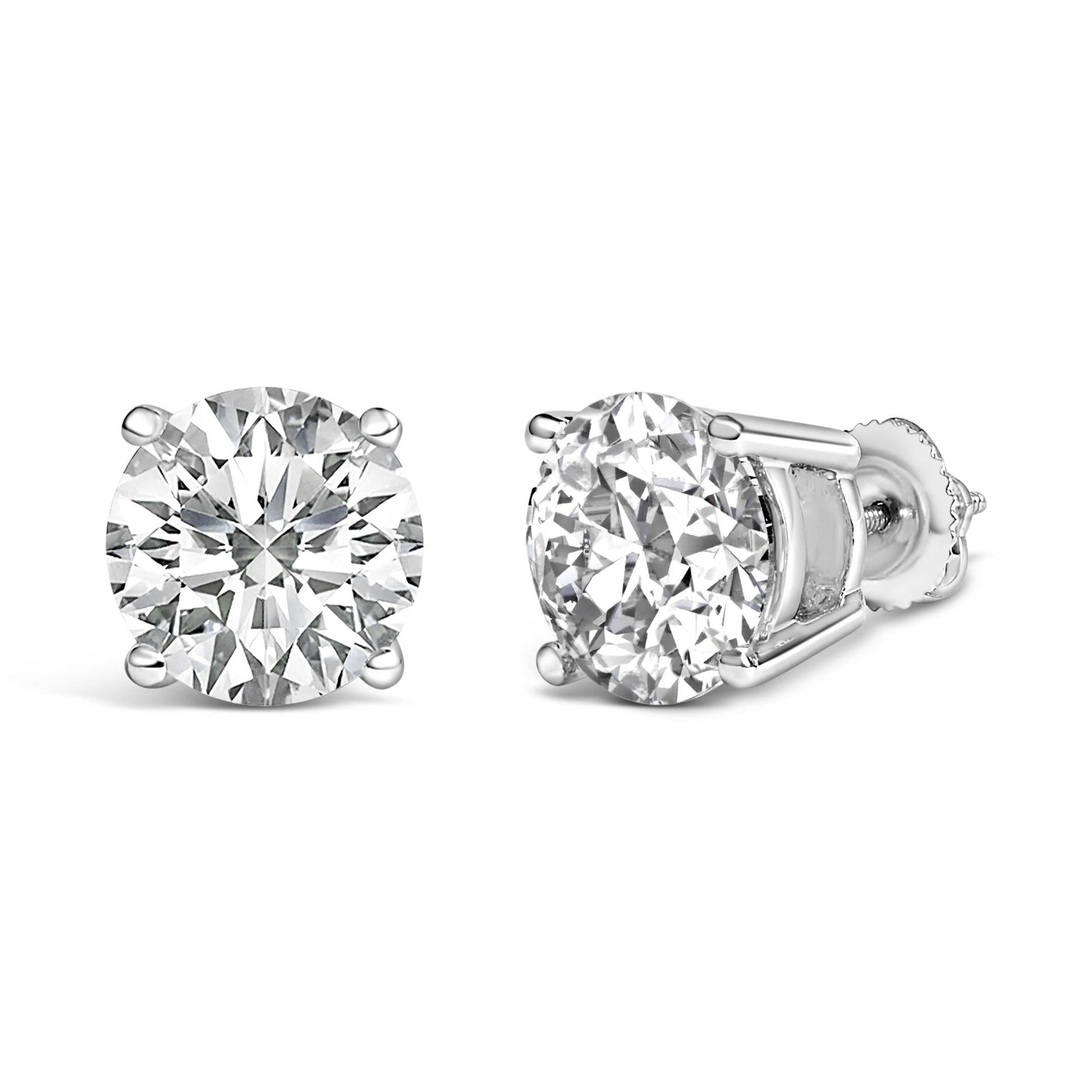 Platinum Round Lab Grown Diamond Solitaire Stud Earrings-4