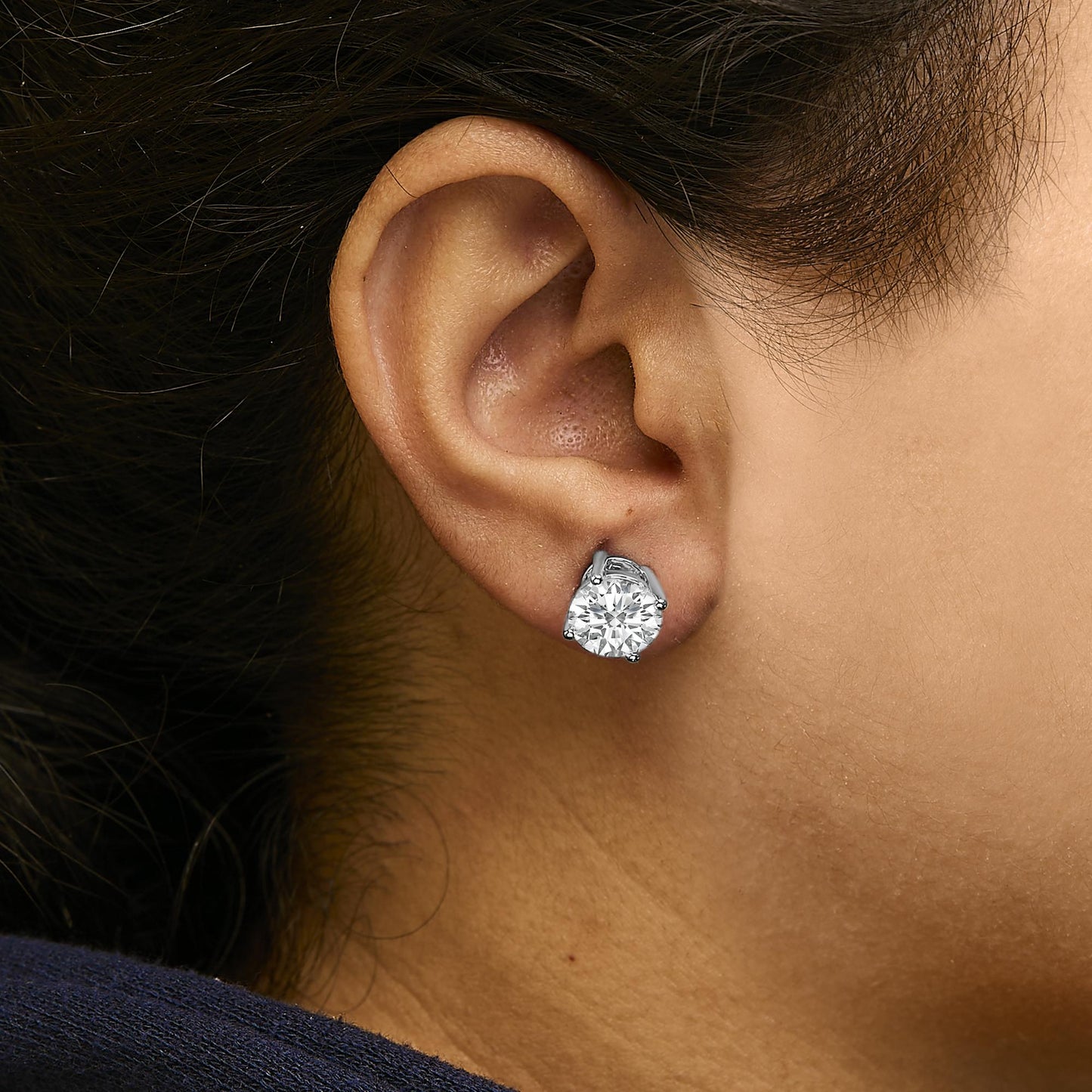 14K Gold Round Lab Grown Diamond Solitaire Stud Earrings with Screw Backs-4