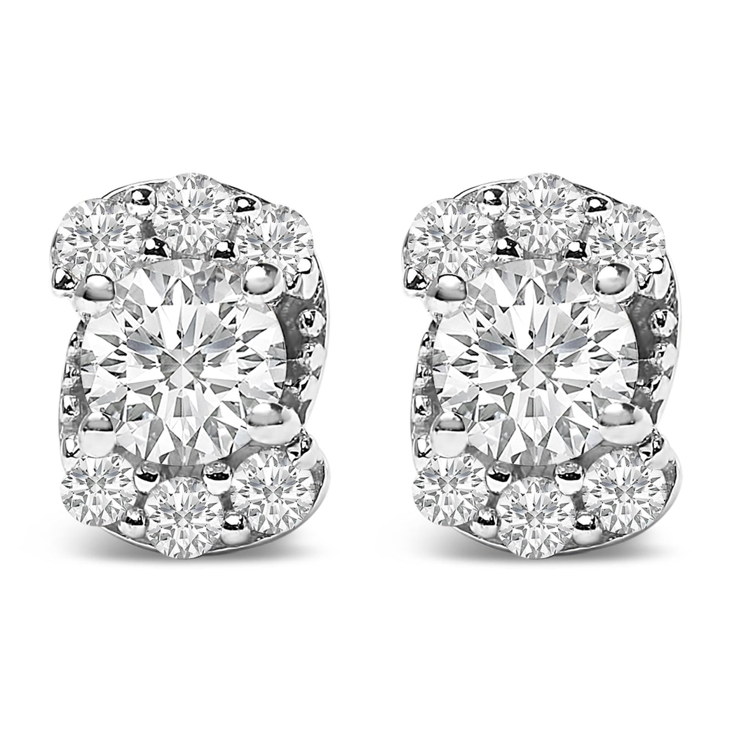 Sterling Silver 1/3 Cttw Lab Grown Diamond Halo Swirl Stud Earrings-0