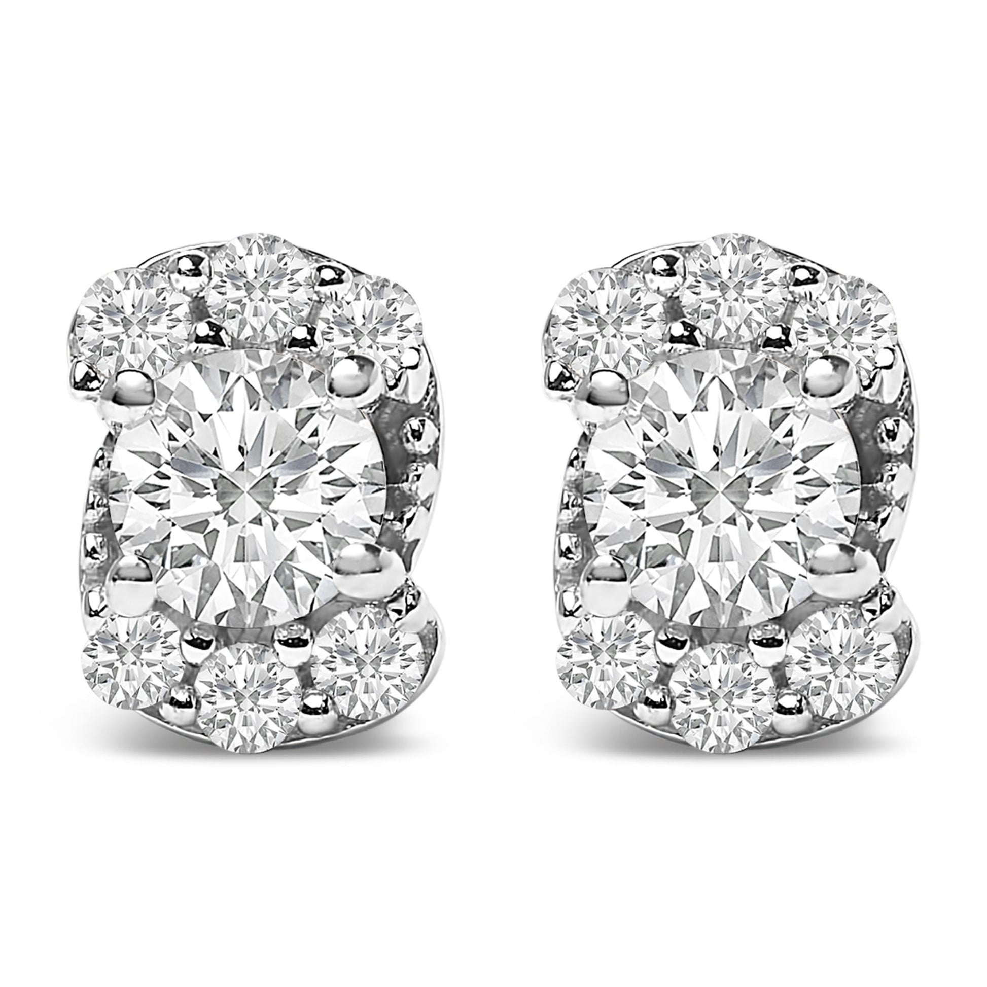 Sterling Silver 1/3 Cttw Lab Grown Diamond Halo Swirl Stud Earrings-0