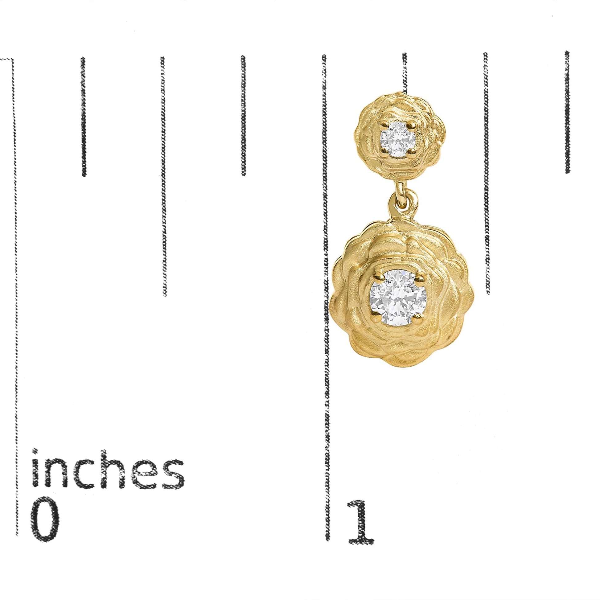 14K Yellow Gold Plated Sterling Silver 1/2 Cttw Lab Grown Diamond Rose Motif Drop Earrings-4