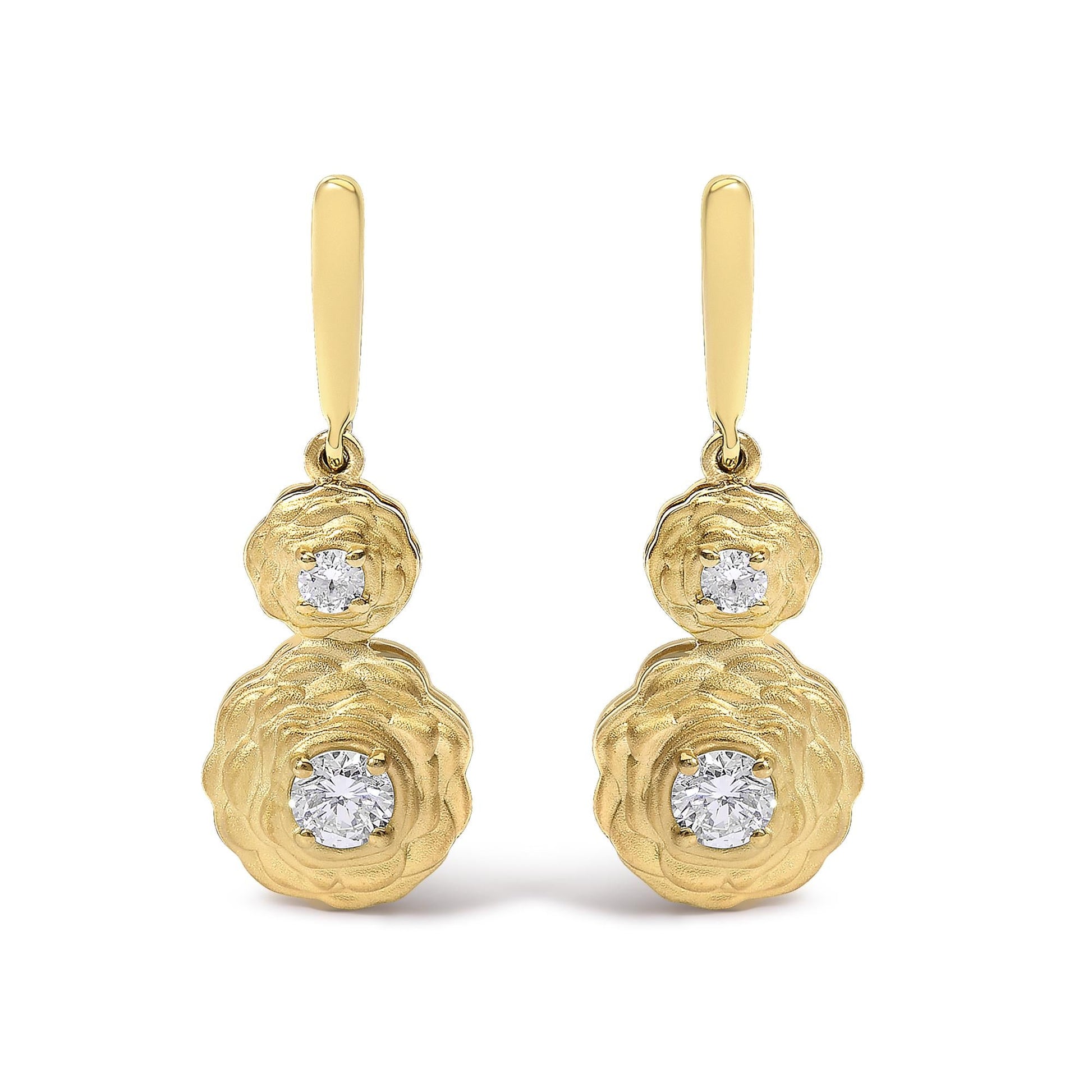 14K Yellow Gold Plated Sterling Silver 1/2 Cttw Lab Grown Diamond Matte Finish Drop Earrings-0