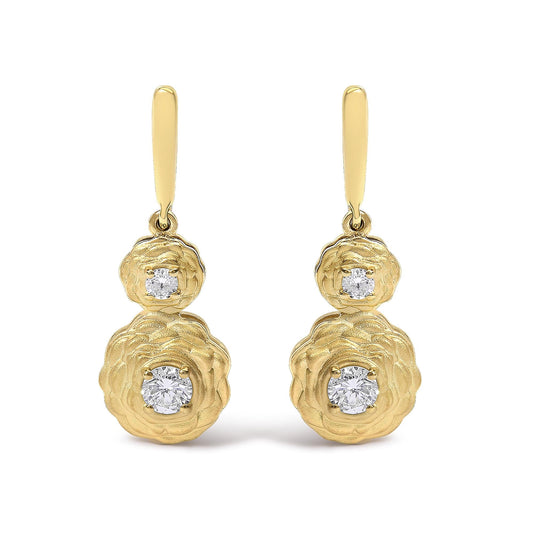 14K Yellow Gold Plated Sterling Silver 1/2 Cttw Lab Grown Diamond Matte Finish Drop Earrings-0