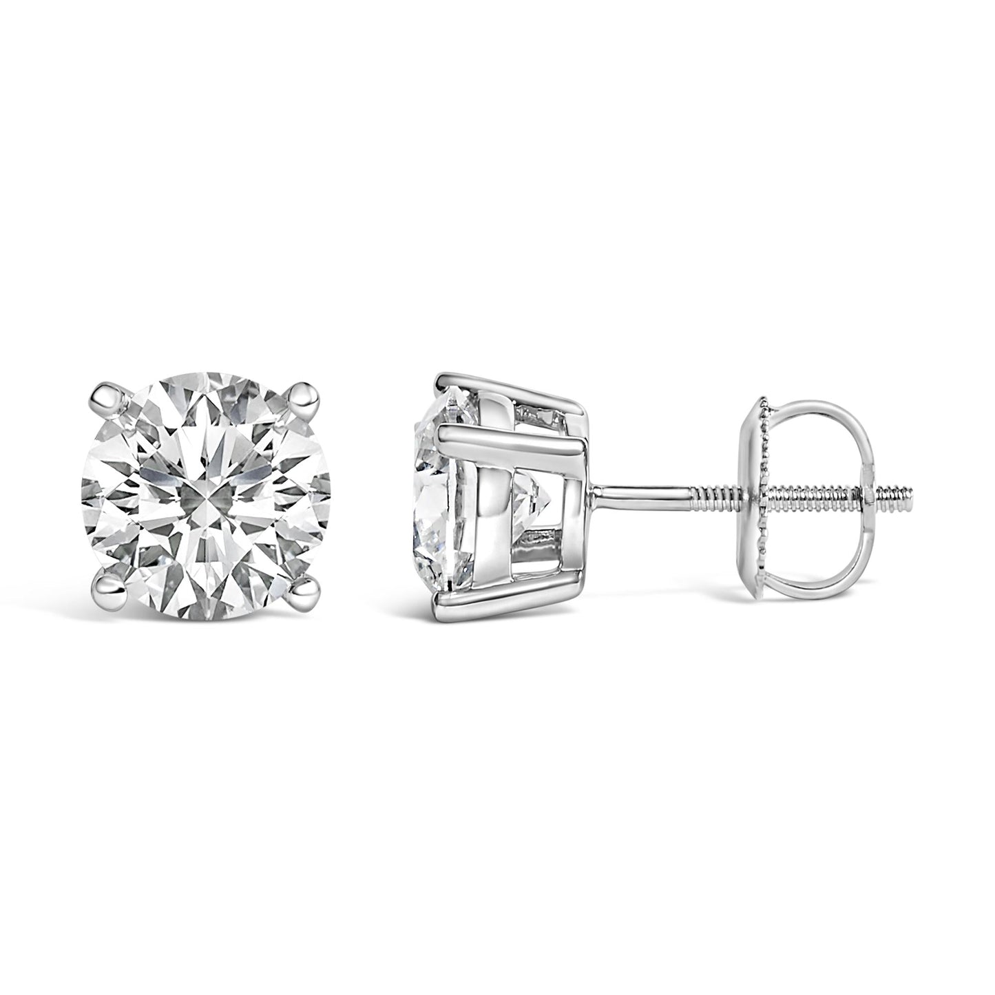 14K White Gold 2 1/2 Cttw Lab Grown Diamond Solitaire Stud Earrings-3